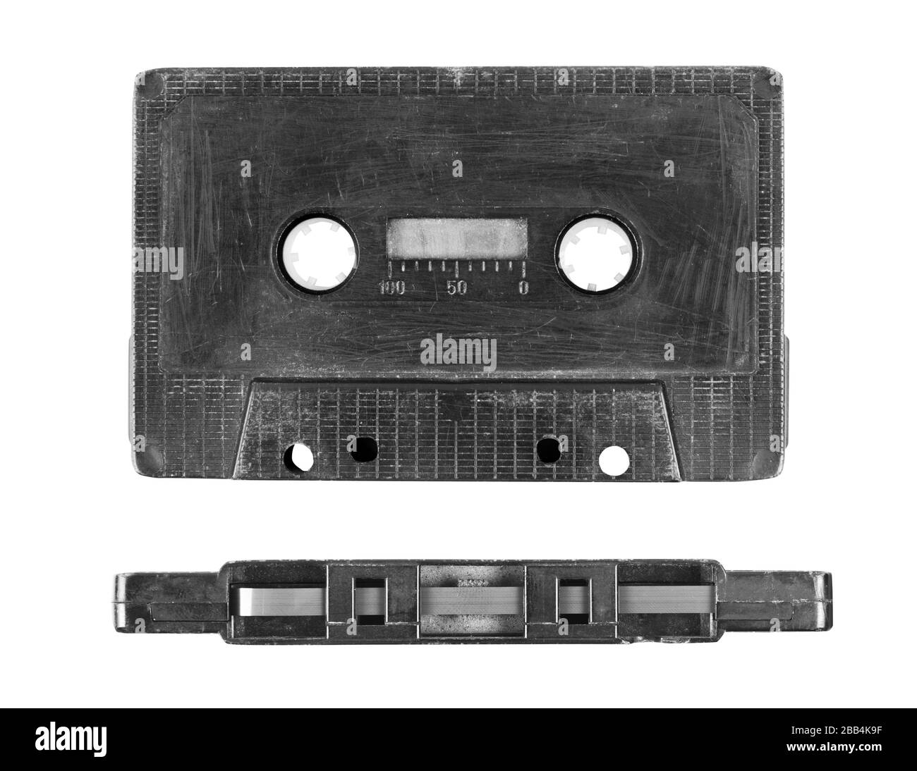 Alte Stil schmutzige Audio-Kassette auf der weißen Stockfoto