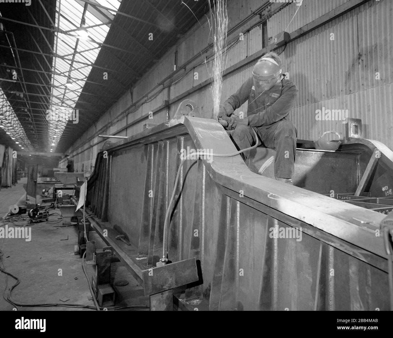 Schwere Ingenieurarbeiten 1992 in der Eisenbahnfabrik Horbury, Wakefield, West Yorkshire, Nordengland, Großbritannien Stockfoto