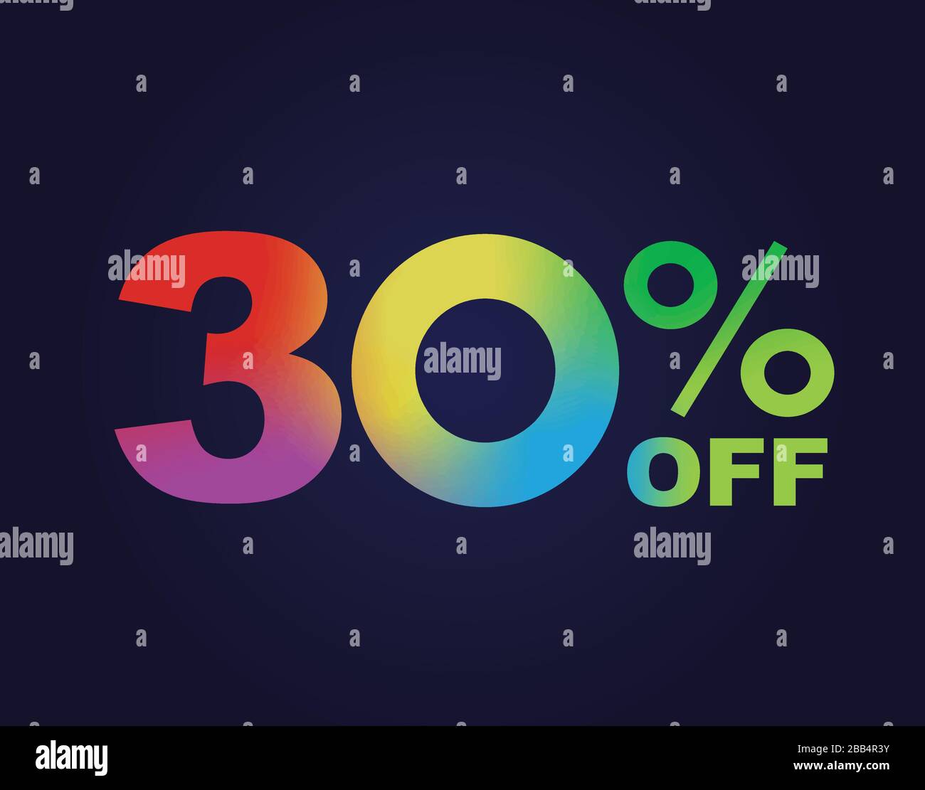 Der Vektorgradient des Regenbogens ist 30 Prozent Rabatt auf den Text des Sonderrabatts Stock Vektor