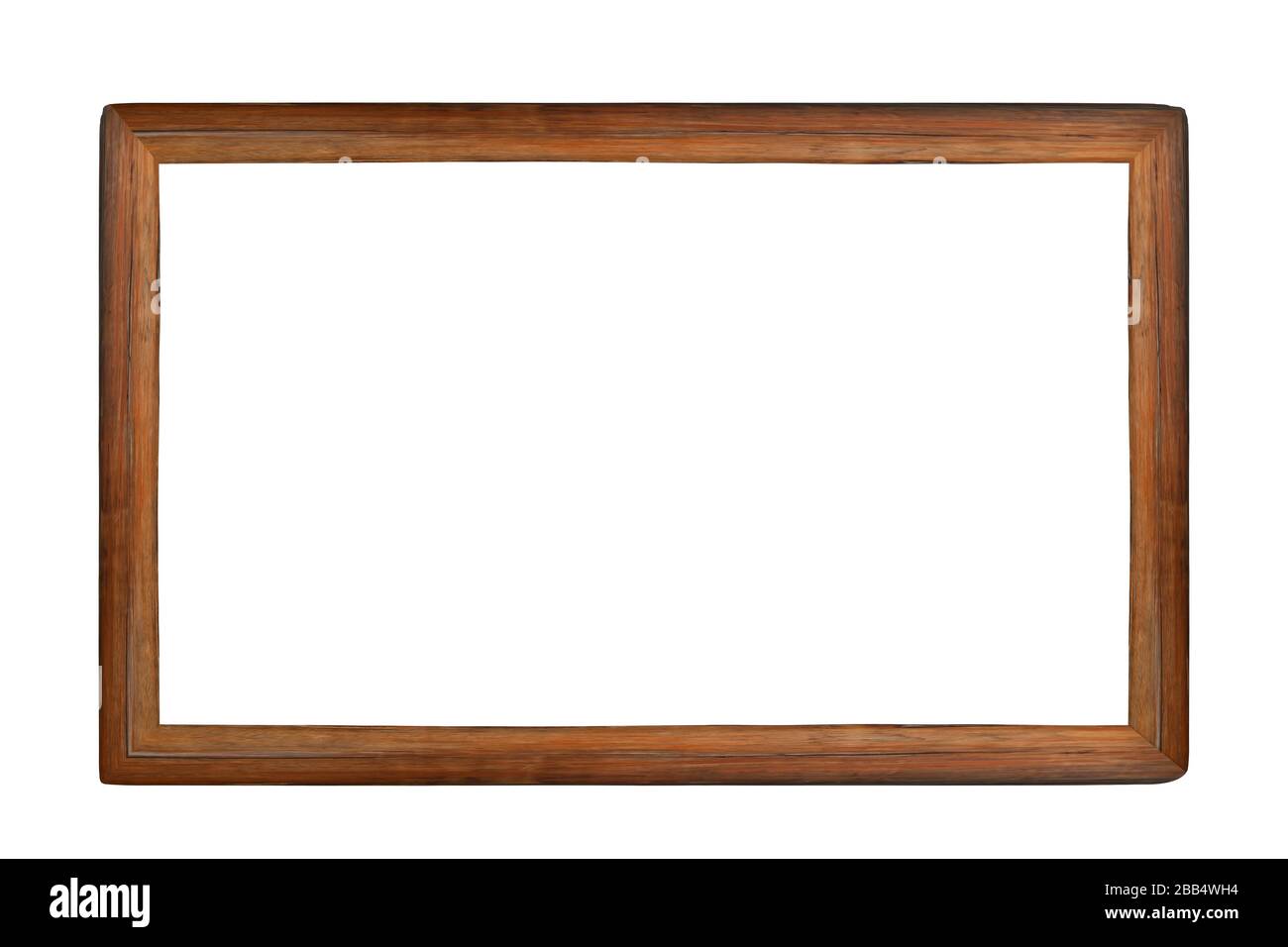 Alter Bilderrahmen aus Holz isoliert auf weißem Hintergrund mit Beschneidungspfad. Stockfoto