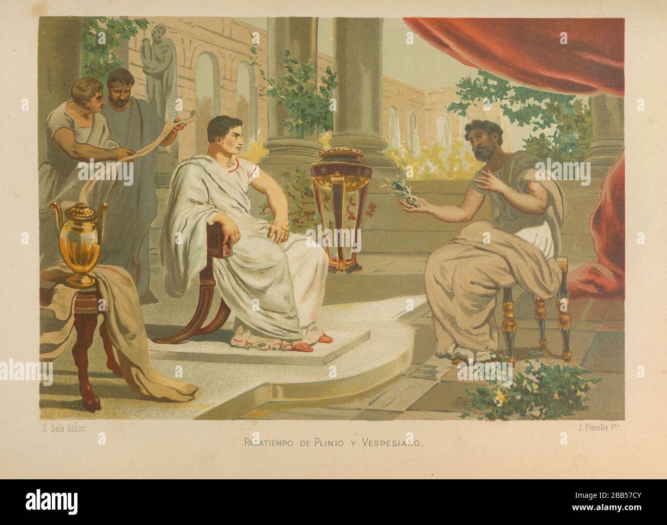 Plinius der ältere mit Kaiser Vespasian. Gaius Plinius Secundus (AD 23/
