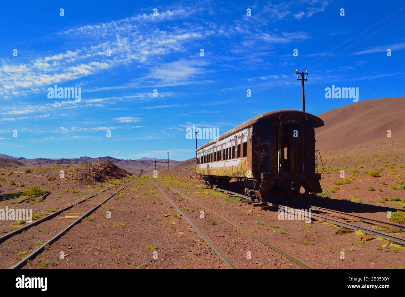 Alter KM 1506 Bahnhof, Zug zu den Wolken, Salta, Argentinien Stockfoto