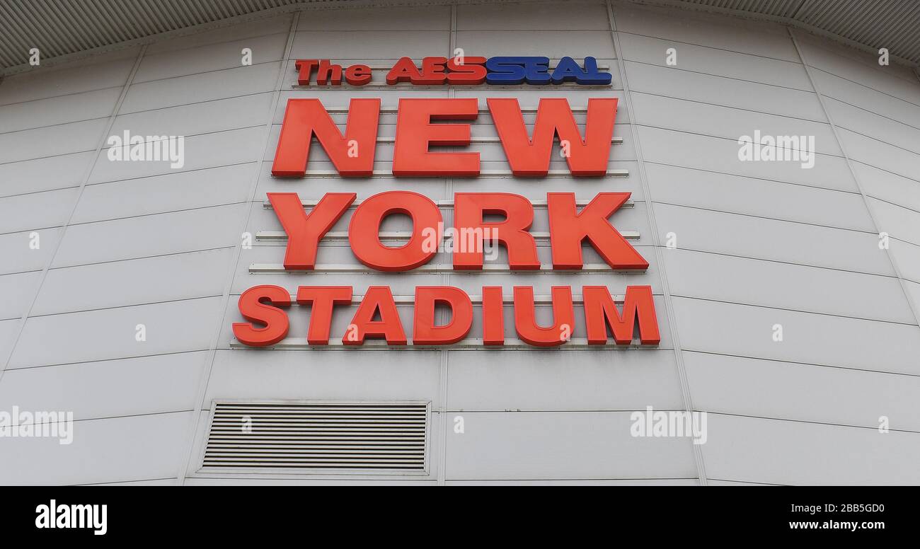 Ein allgemeiner Blick auf das AESSEAL New York Stadium, Heimstadion von Rotherham United Stockfoto
