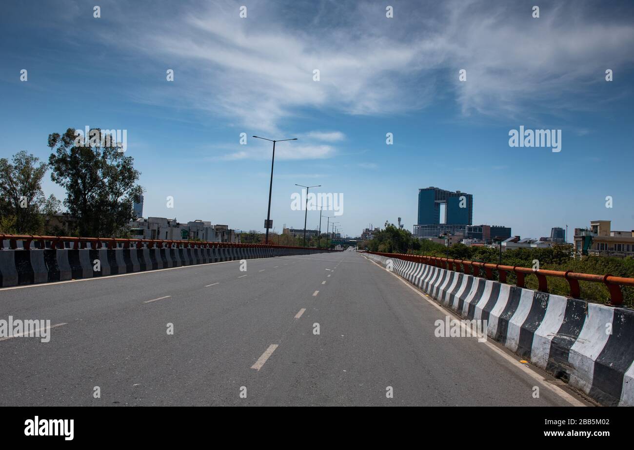 Indien blockiert. Bilder von den Straßen von Delhi/NCR sind für die nächsten 21 Tage gesperrt Stockfoto