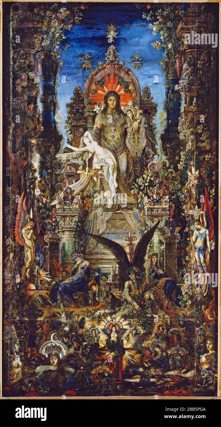 Abstrakt, Kunst, Kunst, Kunst, Kentaur, Kopie, Kreation, Zeichnen, Zeichnen, Auge, berühmt, Grafik, gustave, Interieur, Meisterwerk, moreau, Museum, Mythos, alt, Farbe, Maler, Malerei, Papier, paris, Dichter, Nachbildung, Retro, Treppe, Textur, urbaner, Jahrgang Stockfoto