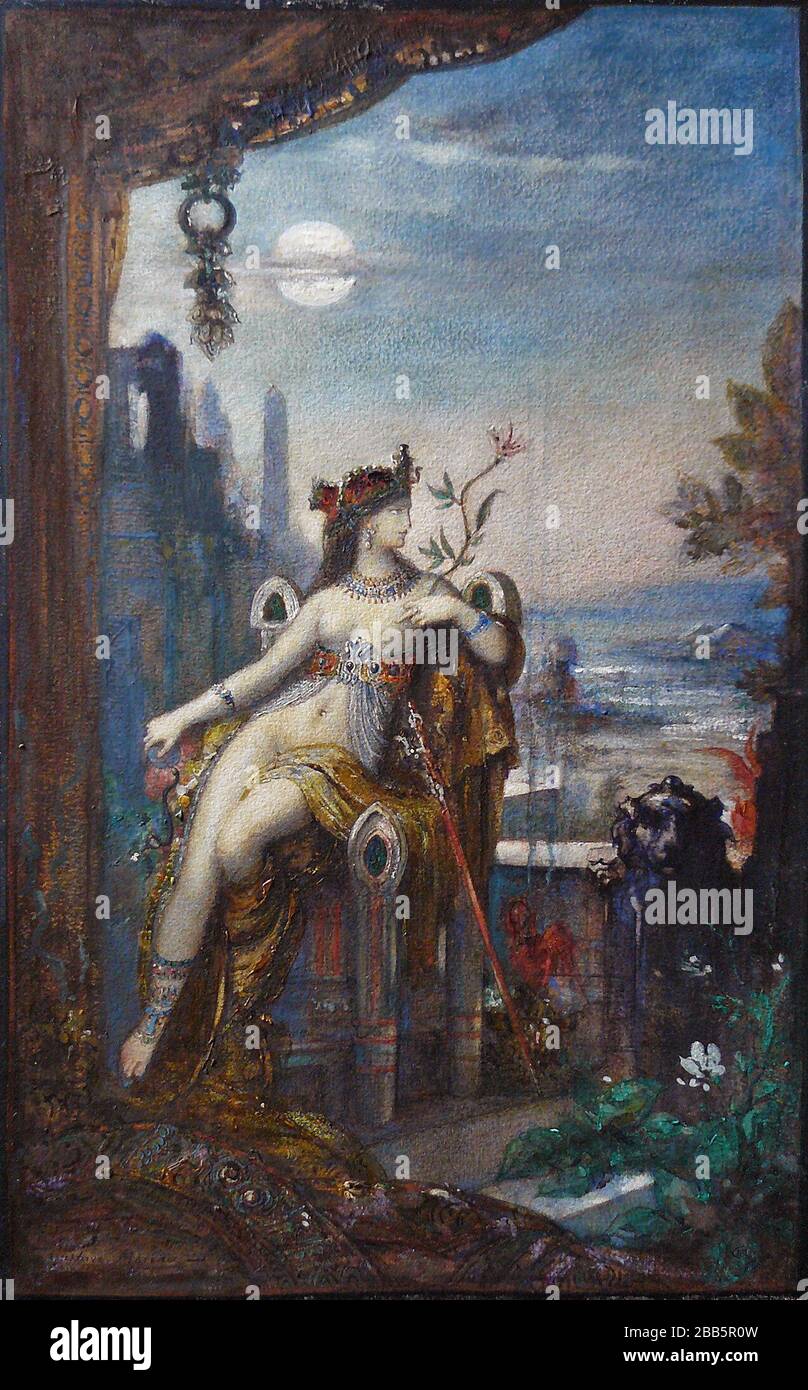 GUSTAVE MOREAU Vintage Art abstrakt, Kunst, Kunst, Kunst, Kentaur, Kopie, Kreation, Zeichnen, Zeichnen, Auge, berühmt, Grafik, gustave, Interieur, Meisterwerk, moreau, Museum, Mythos, alt, Farbe, Maler, Malerei, Papier, paris, Dichter, Nachbildung, Retro, Treppe, Textur, Urban, Vintage Stockfoto
