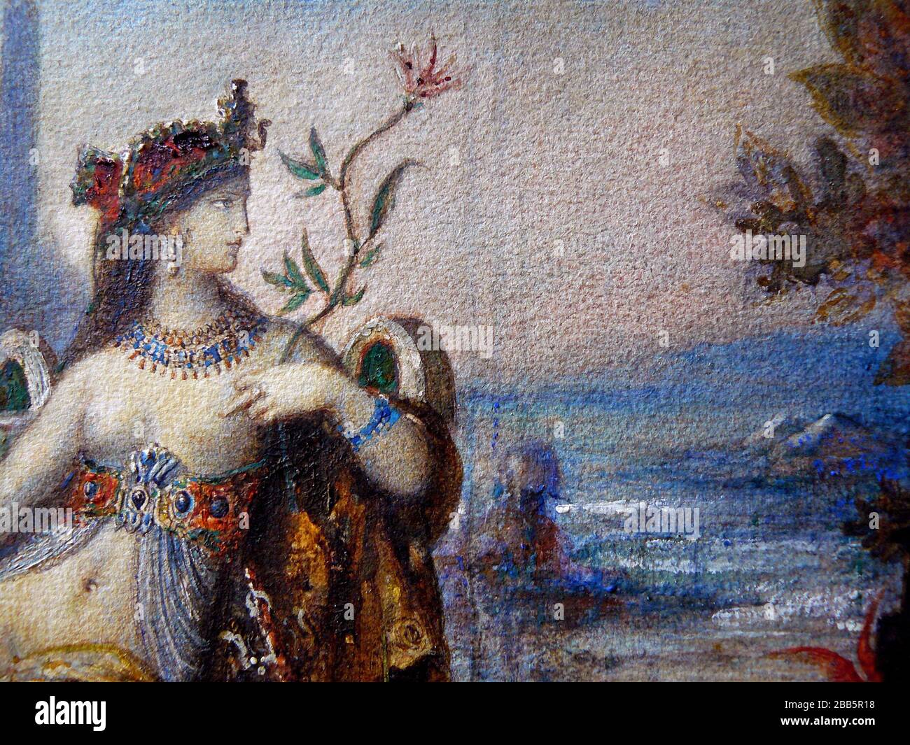 GUSTAVE MOREAU Vintage Art abstrakt, Kunst, Kunst, Kunst, Kentaur, Kopie, Kreation, Zeichnen, Zeichnen, Auge, berühmt, Grafik, gustave, Interieur, Meisterwerk, moreau, Museum, Mythos, alt, Farbe, Maler, Malerei, Papier, paris, Dichter, Nachbildung, Retro, Treppe, Textur, Urban, Vintage Stockfoto