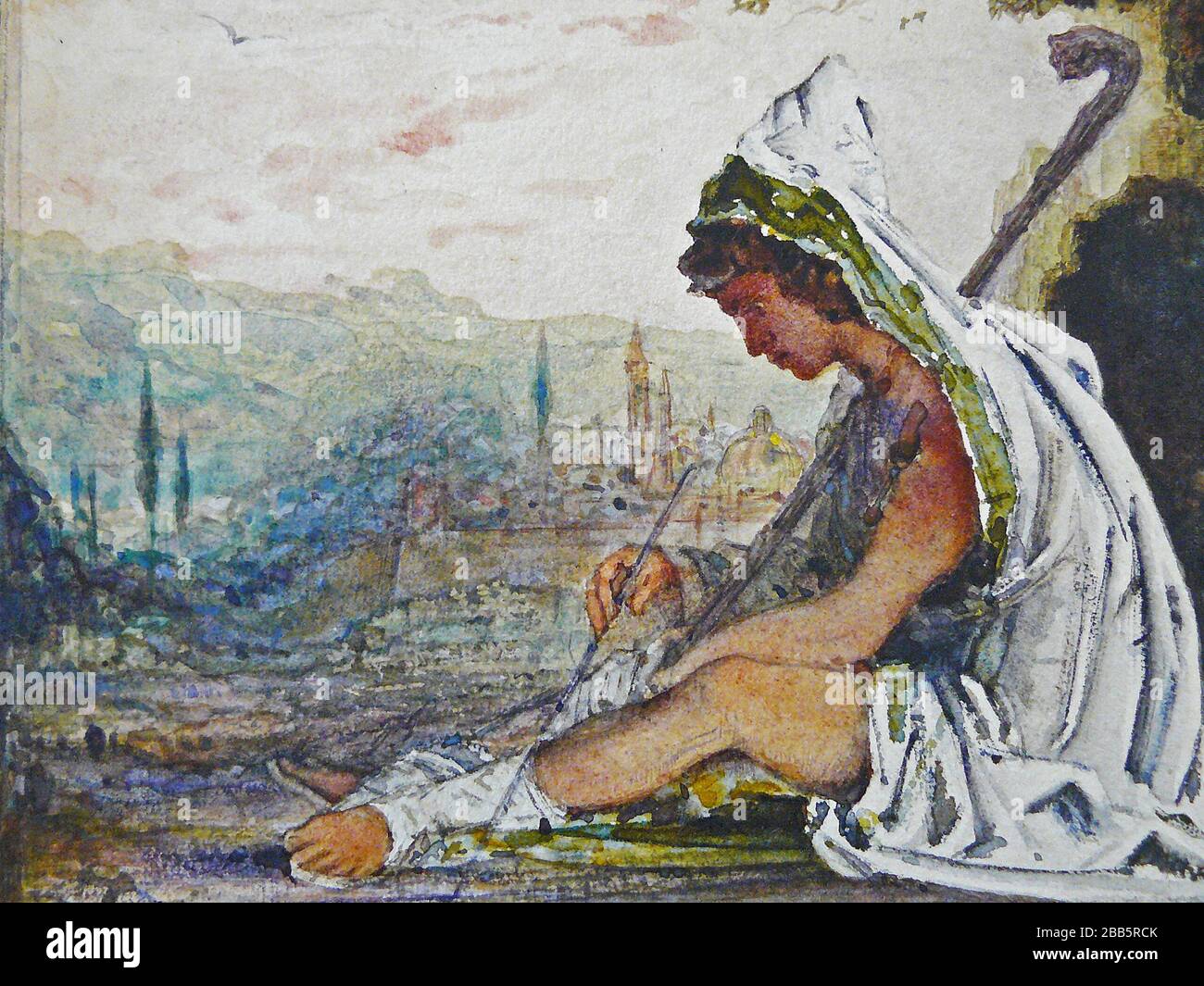 GUSTAVE MOREAU Vintage Art abstrakt, Kunst, Kunst, Kunst, Kentaur, Kopie, Kreation, Zeichnen, Zeichnen, Auge, berühmt, Grafik, gustave, Interieur, Meisterwerk, moreau, Museum, Mythos, alt, Farbe, Maler, Malerei, Papier, paris, Dichter, Nachbildung, Retro, Treppe, Textur, Urban, Vintage Stockfoto