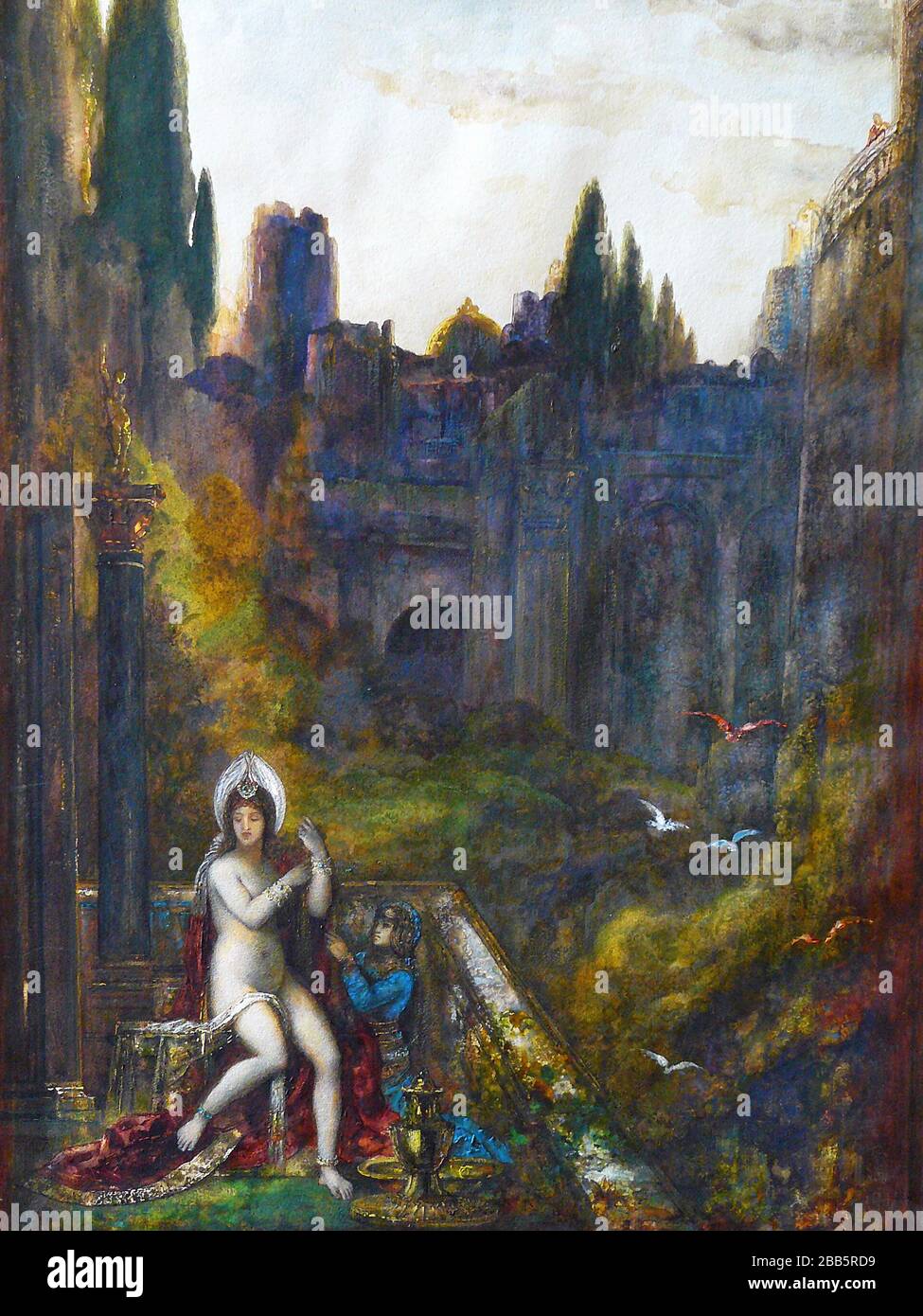 GUSTAVE MOREAU Vintage Art abstrakt, Kunst, Kunst, Kunst, Kentaur, Kopie, Kreation, Zeichnen, Zeichnen, Auge, berühmt, Grafik, gustave, Interieur, Meisterwerk, moreau, Museum, Mythos, alt, Farbe, Maler, Malerei, Papier, paris, Dichter, Nachbildung, Retro, Treppe, Textur, Urban, Vintage Stockfoto