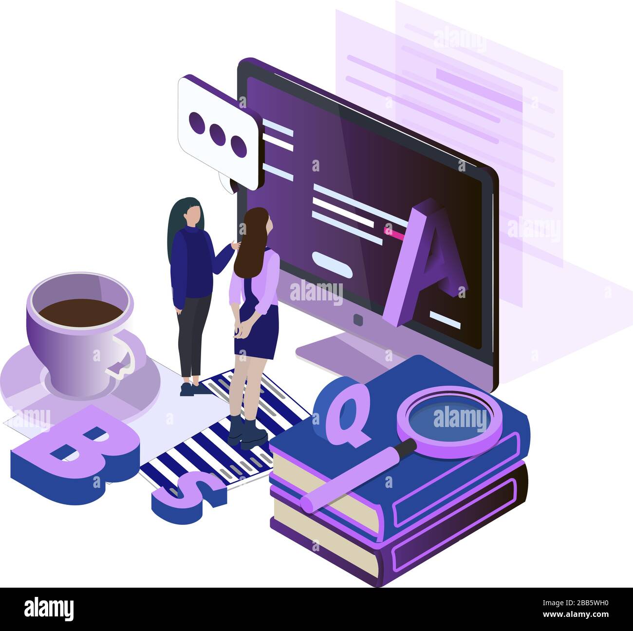 Sprachen online studieren. Bildung englisch. Vector Foreign Isometric Learn, Student mit Vokabular Online-Kurse Illustration Stock Vektor