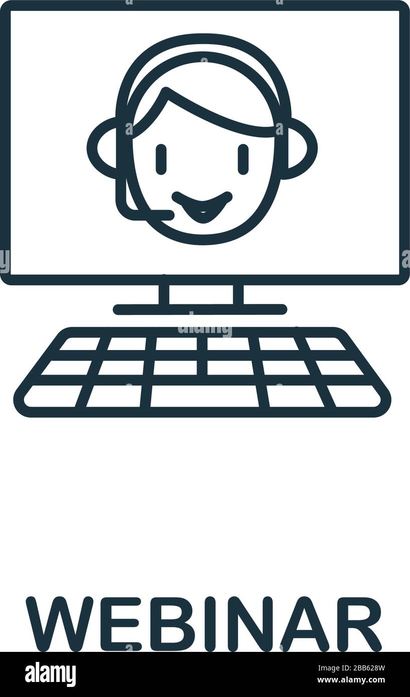 Webinar-Symbol aus der E-Learning-Sammlung. Webinar-Symbol für einfache Linienelemente für Vorlagen, Webdesign und Infografiken Stock Vektor