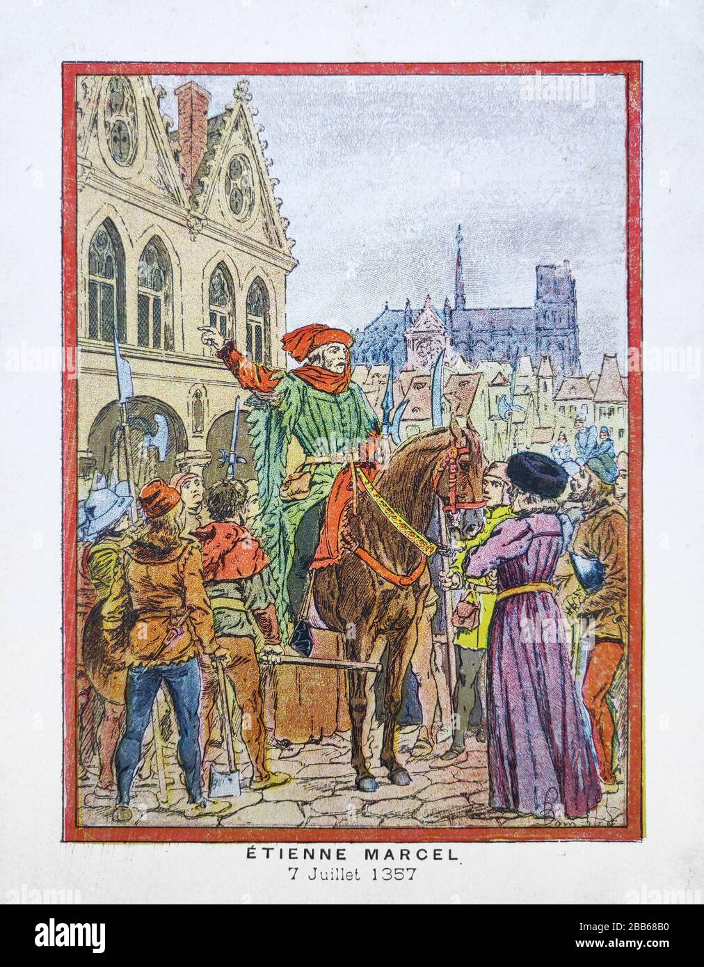 Alte Illustration über Etienne Marcel von 'Louis Bombled' gedruckt im späten 19. Jahrhundert. Stockfoto