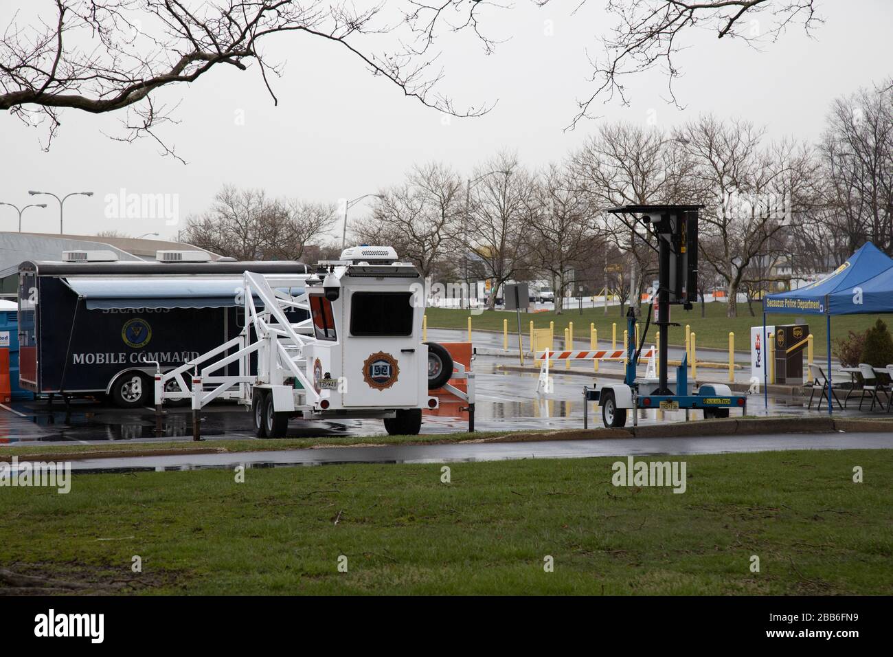 Hudson Regional Hospital in Secaucus, New Jersey Testgelände für den Corona Virus Covid-19. Stockfoto