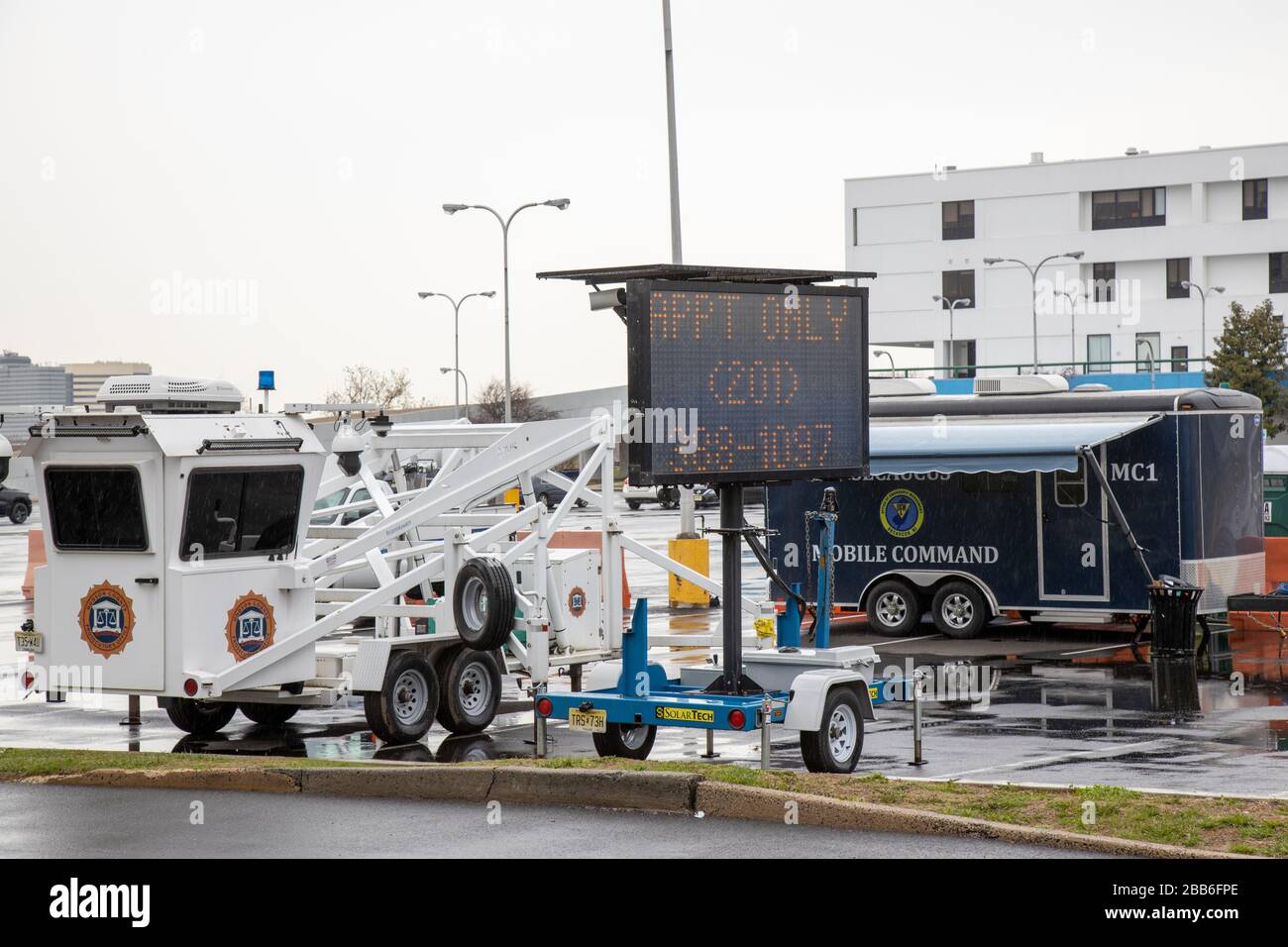 Hudson Regional Hospital in Secaucus, New Jersey Testgelände für den Corona Virus Covid-19. Stockfoto