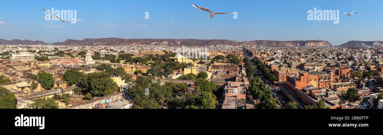 Jaipur Luftpanorama, Pink City of India Stockfoto