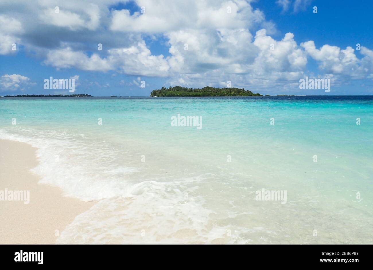 Tropischer Strand, Fihalhohi, südliches männliches Atoll, Malediven Stockfoto