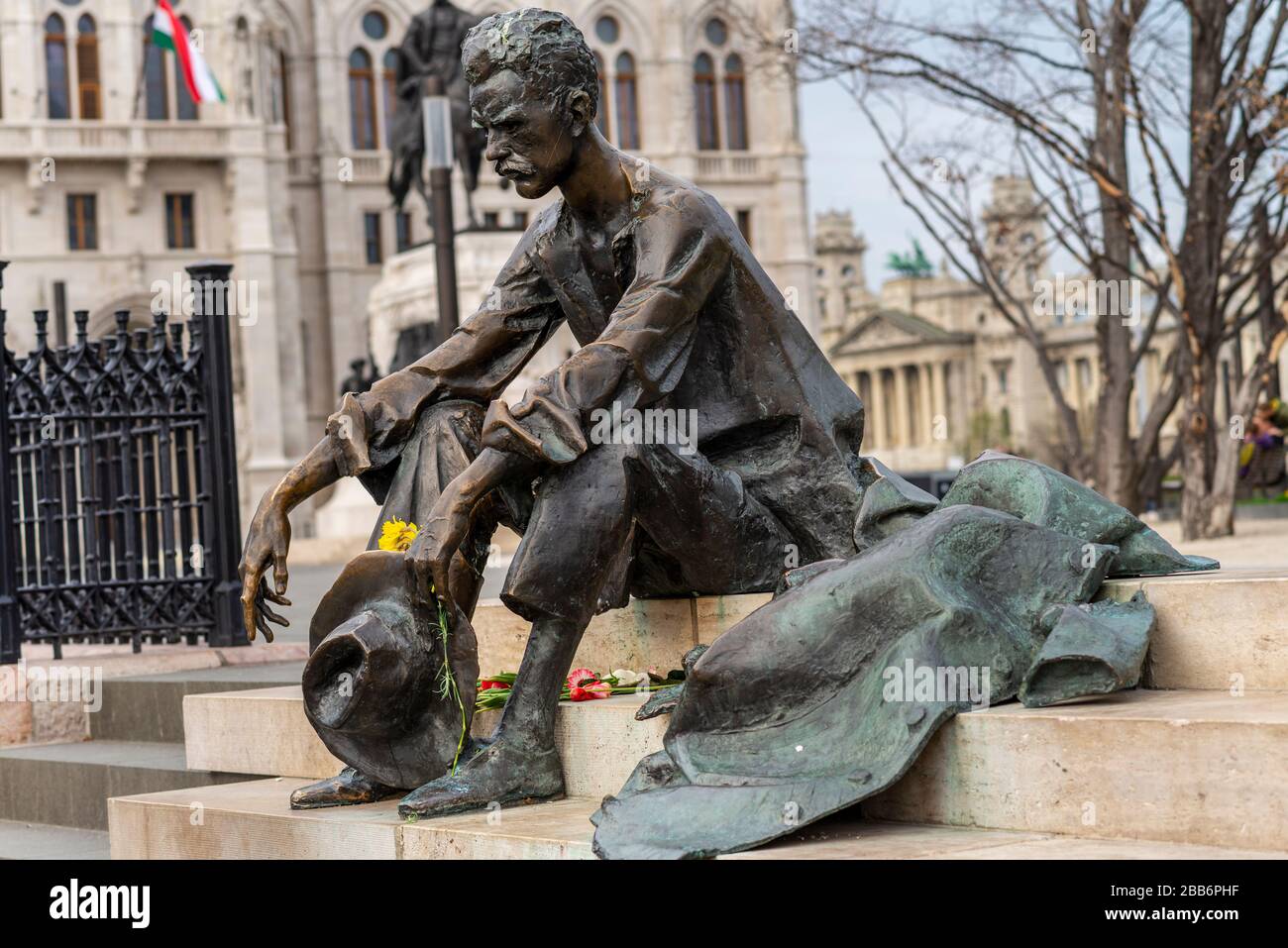Attila Jozsef sitzende Skulptur, Budapest Ungarn Stockfoto