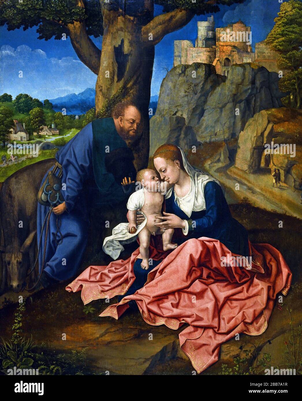 Der Rest auf der Flucht nach Ägypten 1515 Bernaert van Orley - Brüssel 1488-1541 Flämisch-Belgisches Belgien Stockfoto