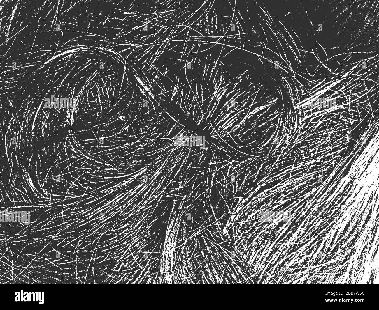 Bedrängste Struktur mit natürlichem menschlichem Haar. EPS 8-Vektorgrafiken. Schwarz-Weiß-Hintergrund. Stock Vektor