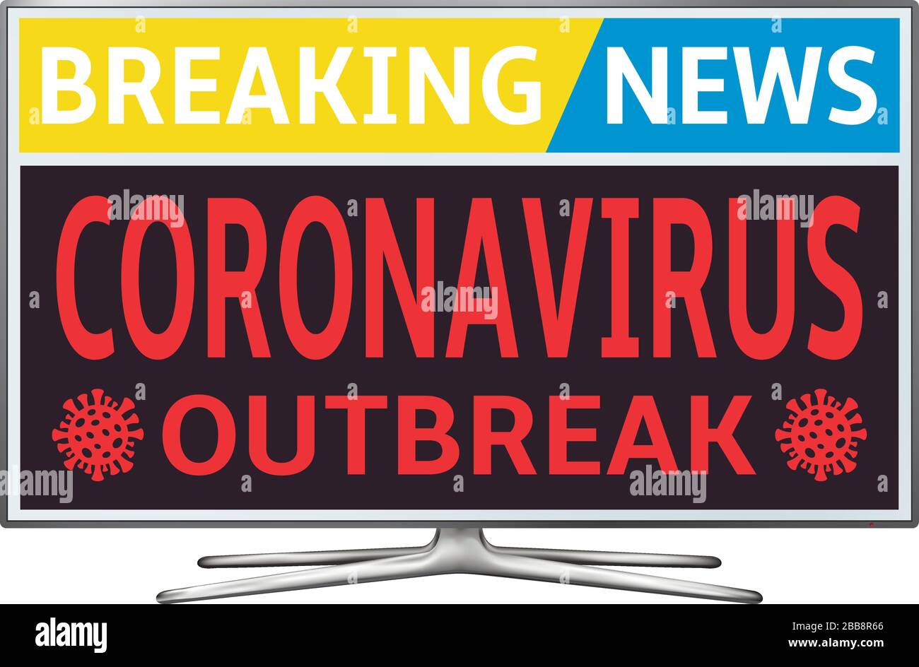 Coronavirus Kovid 19: Nachrichten auf dem Smart tv-Bildschirm brechen Stock Vektor