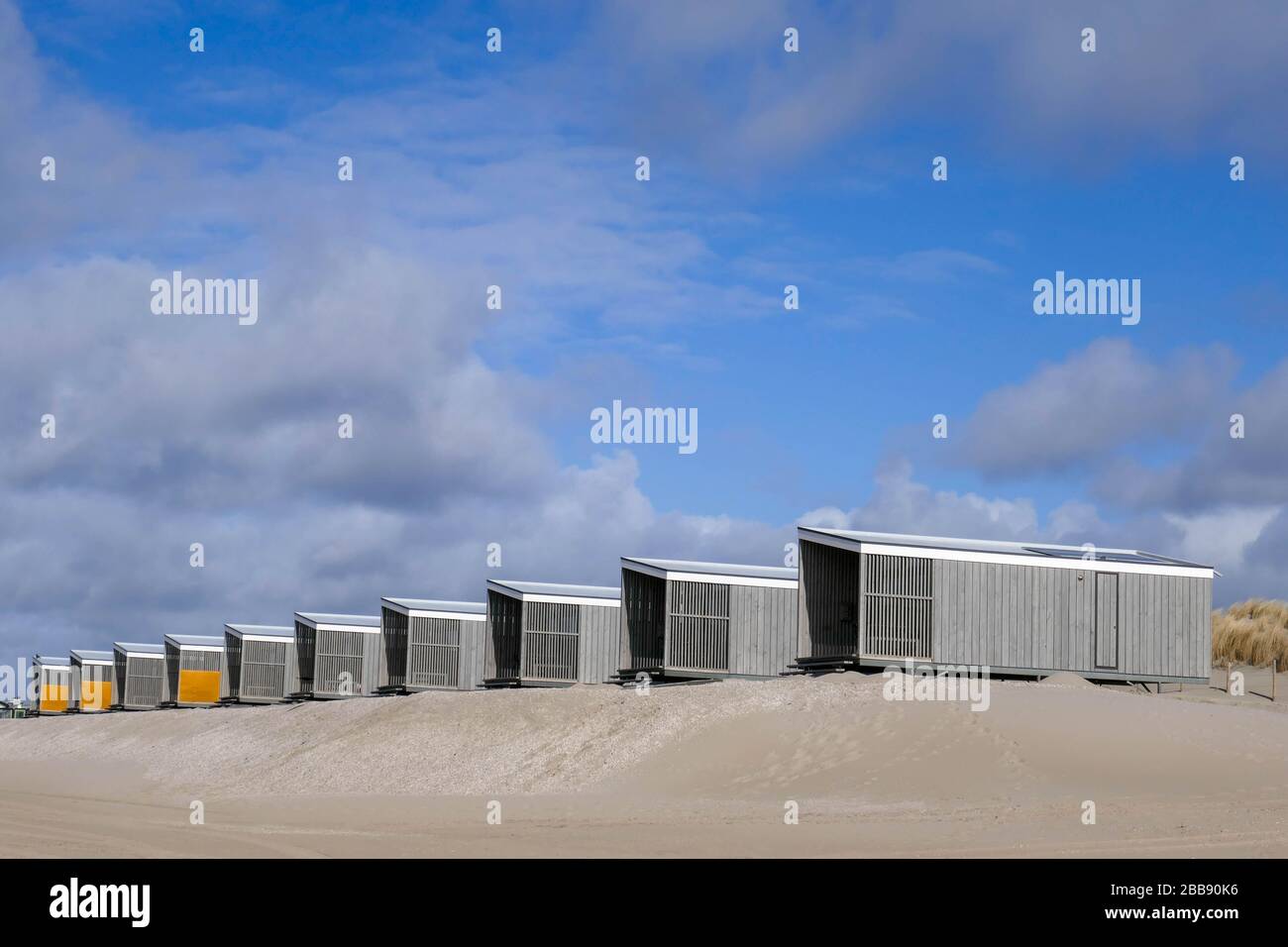 strandhäuser aus holz zu mieten in Kijkduin, den Haag, Holland Stockfoto