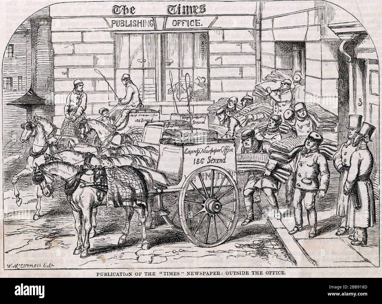 DIE ZEITUNG THE TIMES beliefert die Büros auf dem Printing House Square im Jahr 1858 Stockfoto