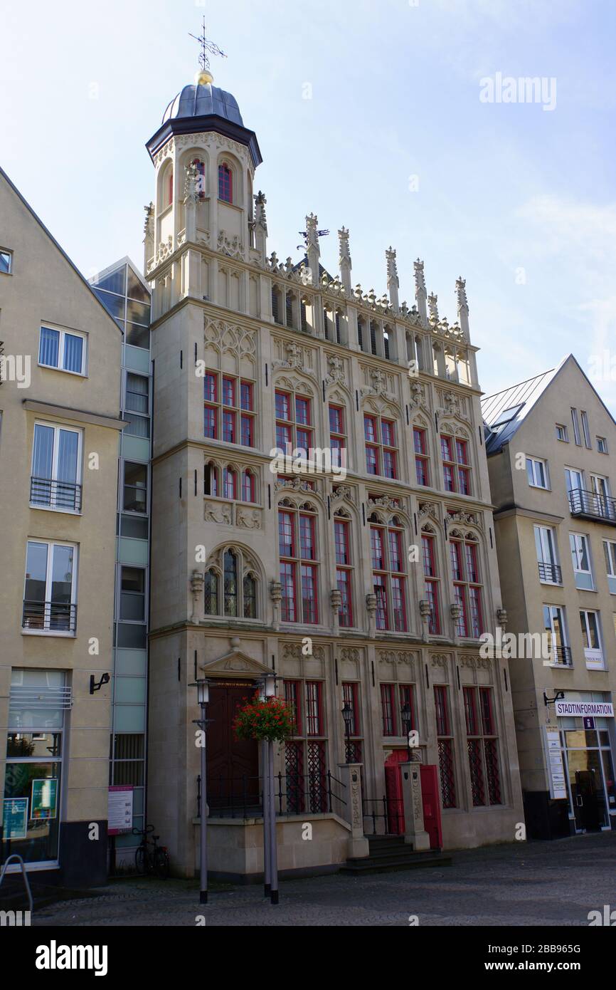 historisches Rathaus mit rekonstruierter Fassade, Wesel, Nordrhein-Westfalen, Deutschland Stockfoto