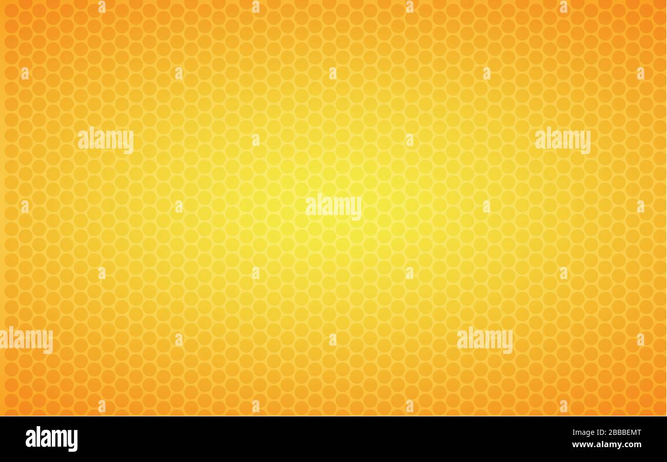 Gelb - goldener Hintergrundvektor. Gestrichelter Hintergrund, der von orange an den Kanten zu gelb in der Mitte des Hintergrunds geht. Stock Vektor