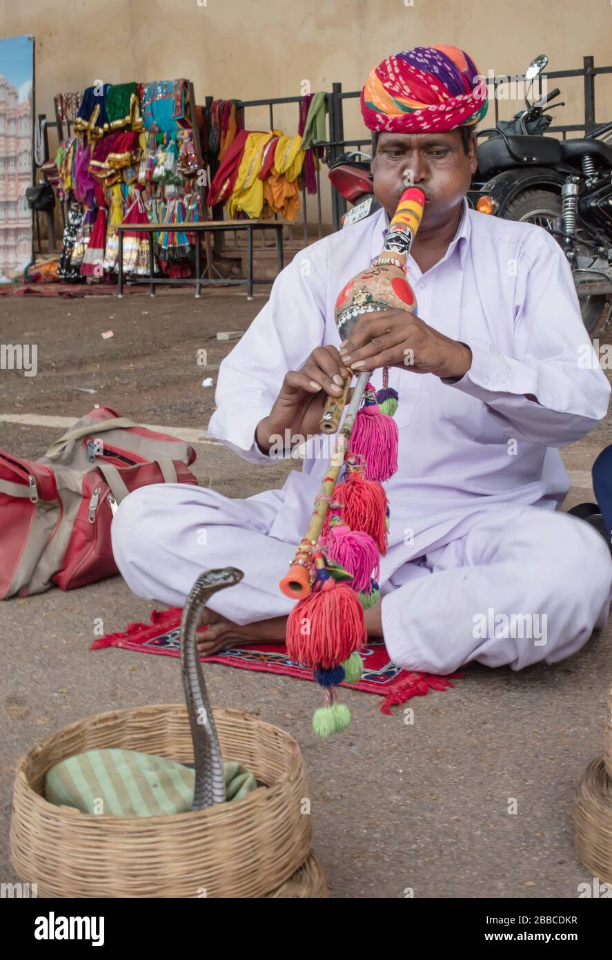 Straßenschlangenbeschwörer Indien Stockfoto