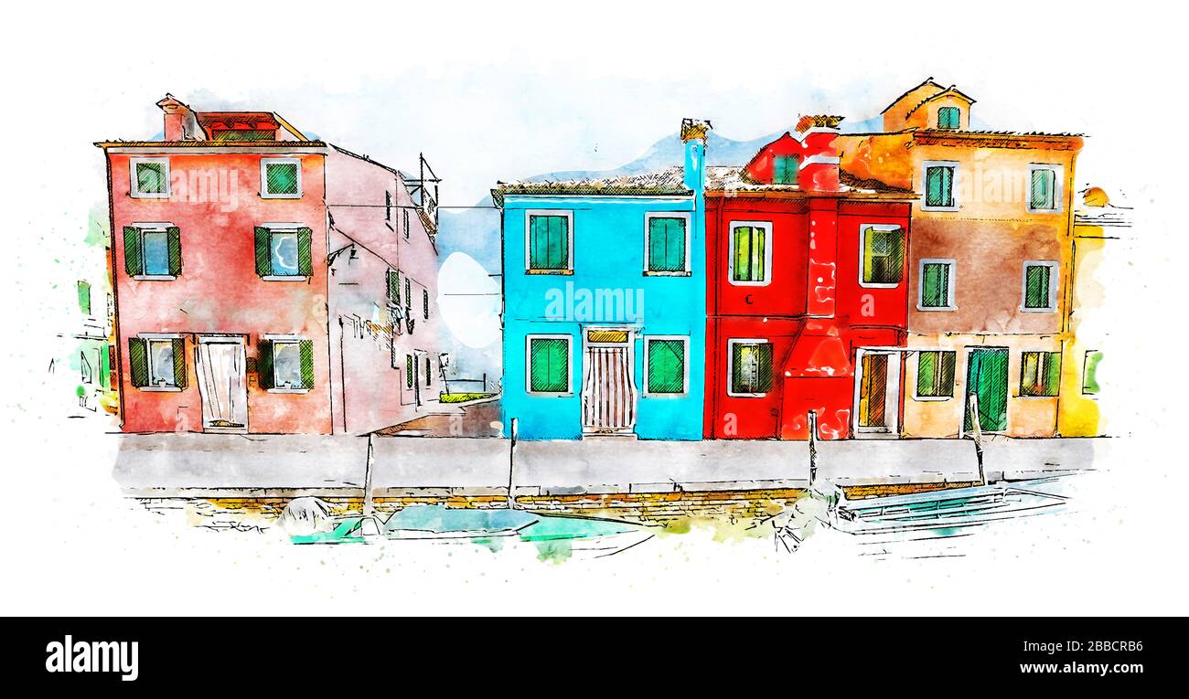 Burano ist eine Bevölkerung von 2.426 Einwohnern und liegt auf vier Inseln der nördlichen Lagune von Venedig. Stockfoto
