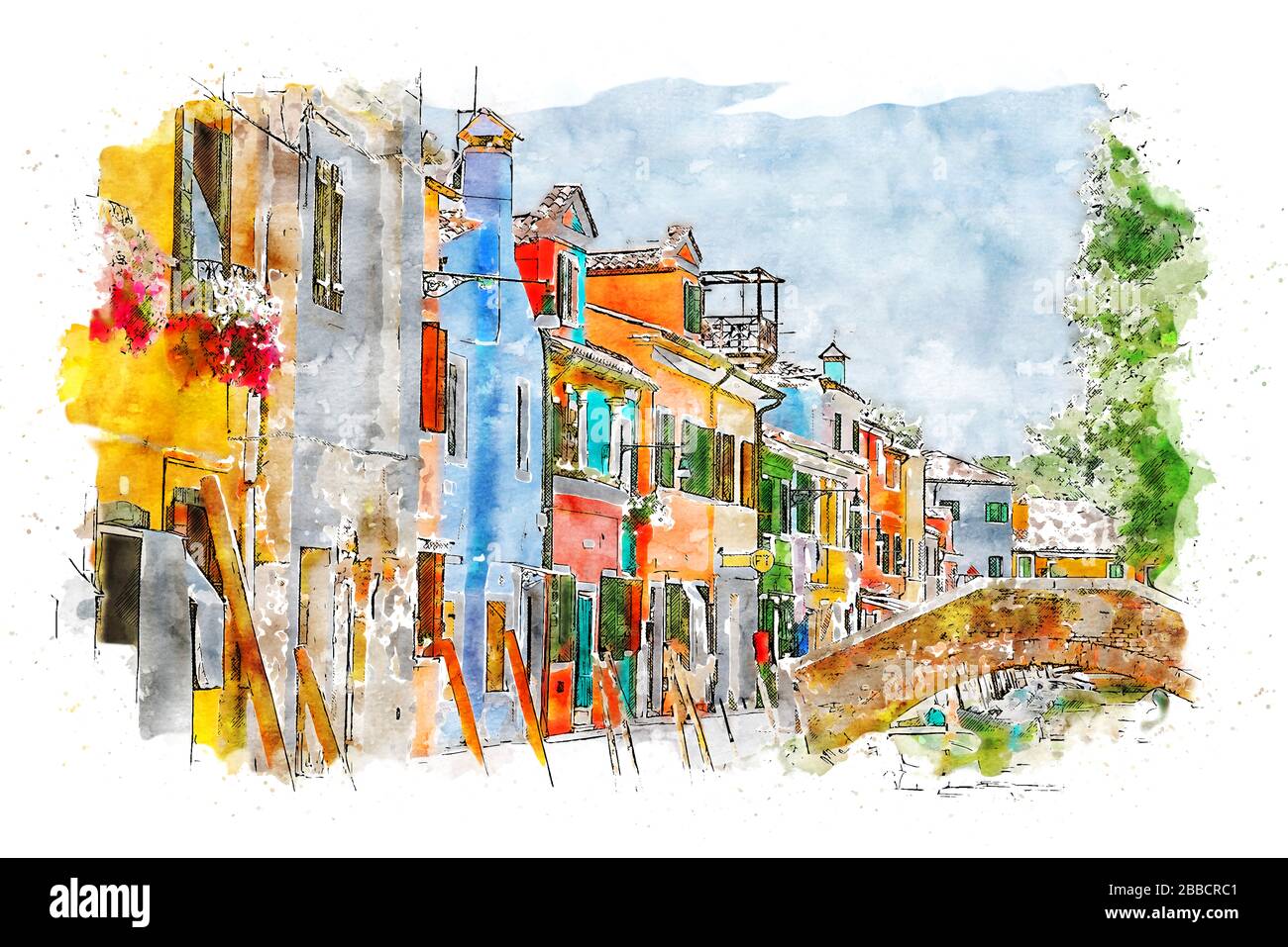 Burano ist eine Bevölkerung von 2.426 Einwohnern und liegt auf vier Inseln der nördlichen Lagune von Venedig. Stockfoto