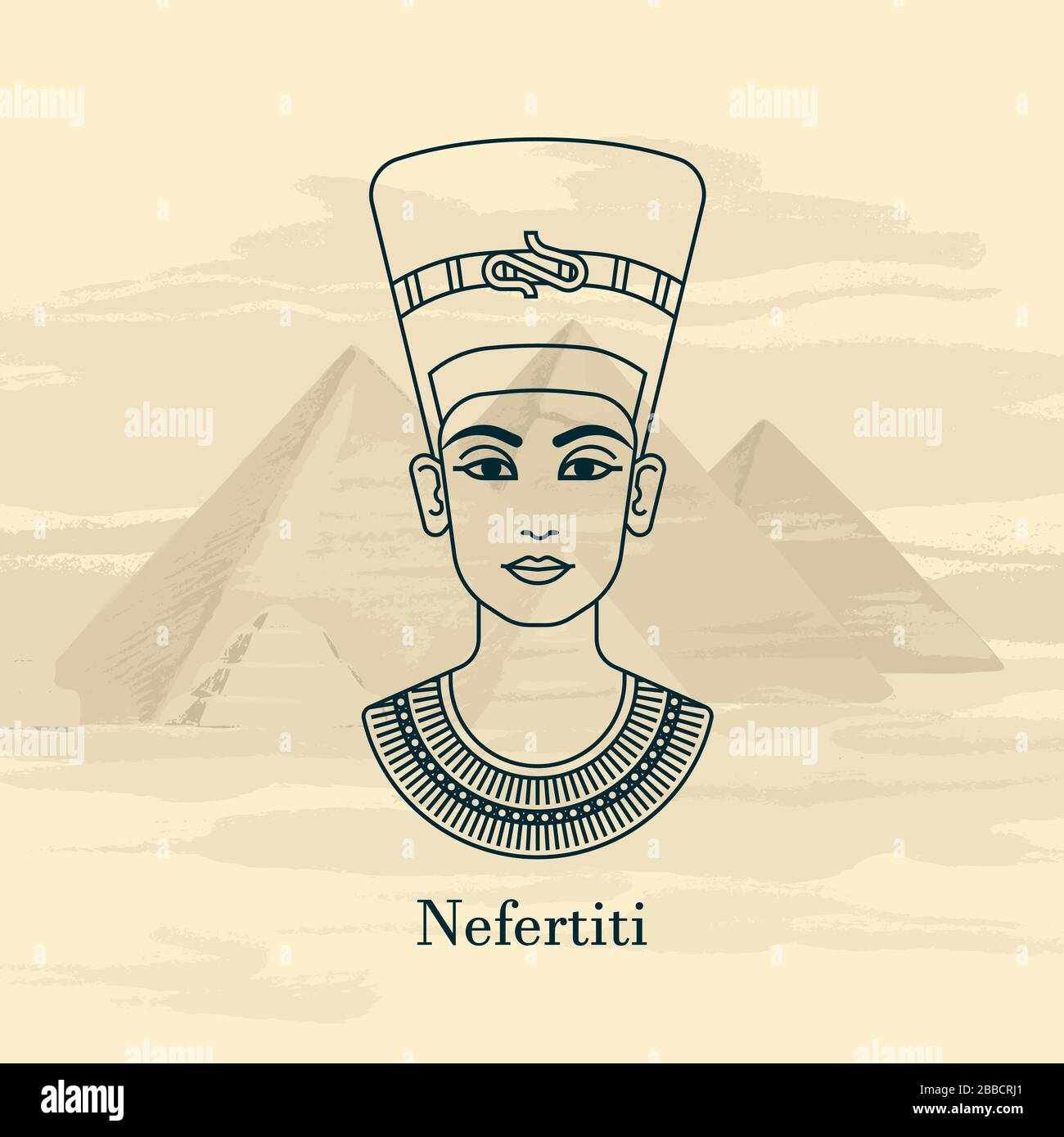 Eine Vektordarstellung des Profils der Königin von Ägypten Nefertiti. Stock Vektor Eine Vektordarstellung des Profils der Königin von Ägypten Nefertiti. Stock Vektor