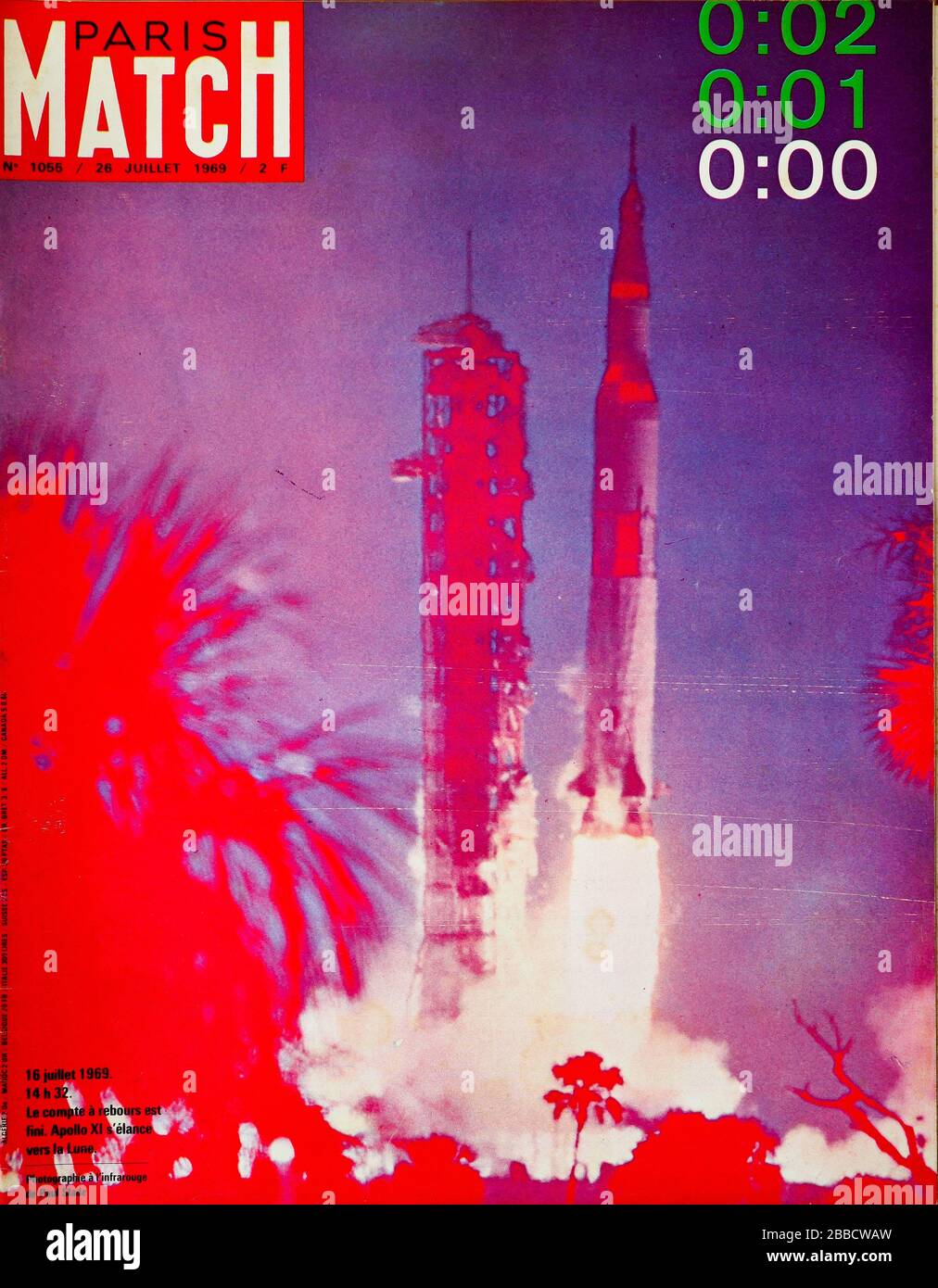 FrontPage des französischen Nachrichten- und Volksmagazins Paris-Match, Nr. 1055, Space Conquest: Start von Apollo XI, 1969, Frankreich Stockfoto