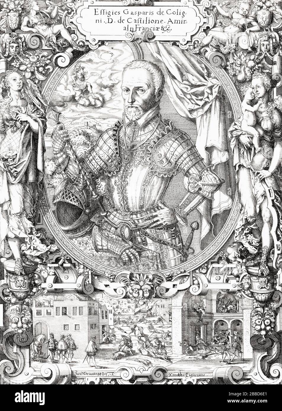 Gaspard de Coligny, Seigneu de Châtillon, 1519 - 1572. Französischer Adeliger. Er war während der französischen Religionskriege Admiral von Frankreich und Anführer der Hugenotten. Stockfoto