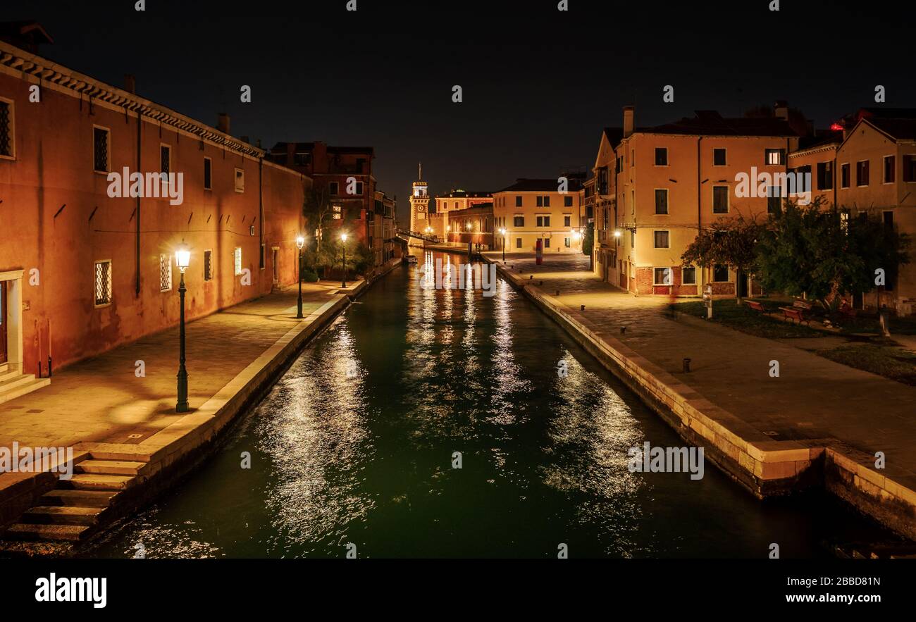 Venedig, Italien, Nachtfotos der Stadt Stockfoto