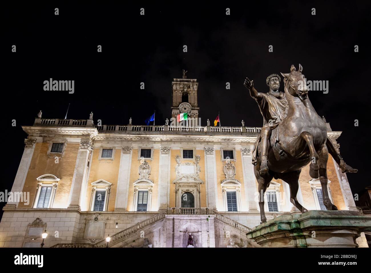 Bronze-Kapitol-Skulptur von Marcus Aurelius zu Pferd Stockfoto