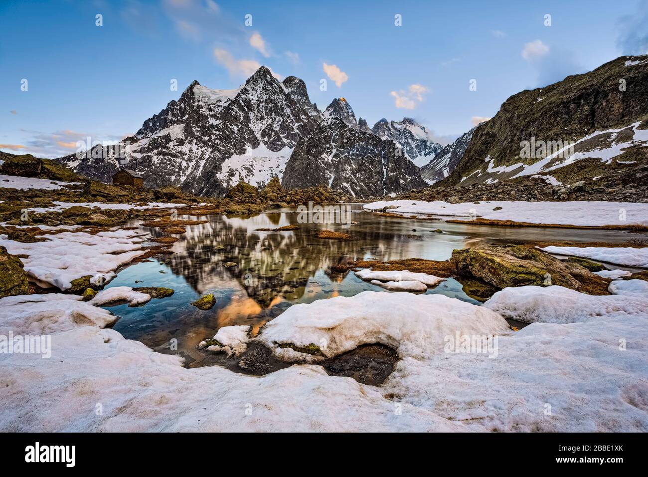 Frankreich Savoy - Parc national des ecrins - der Berg Pelvoux ist eines der symbolischen Berge des Parc Nazionale de les Ecrins. Stockfoto