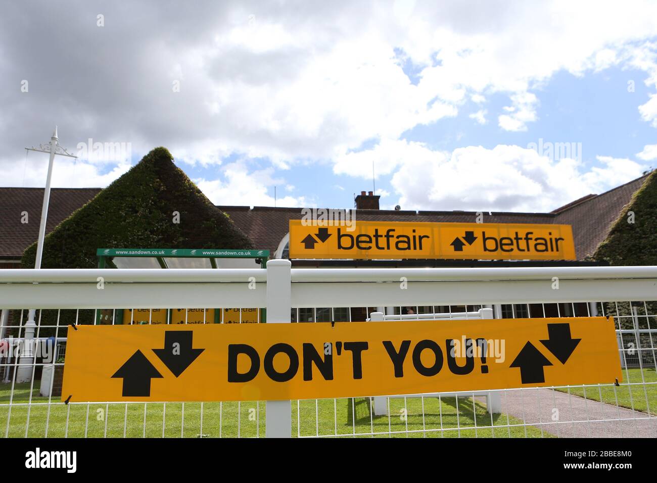 Betfair Schilder auf der Sandown Park Racecourse Stockfoto