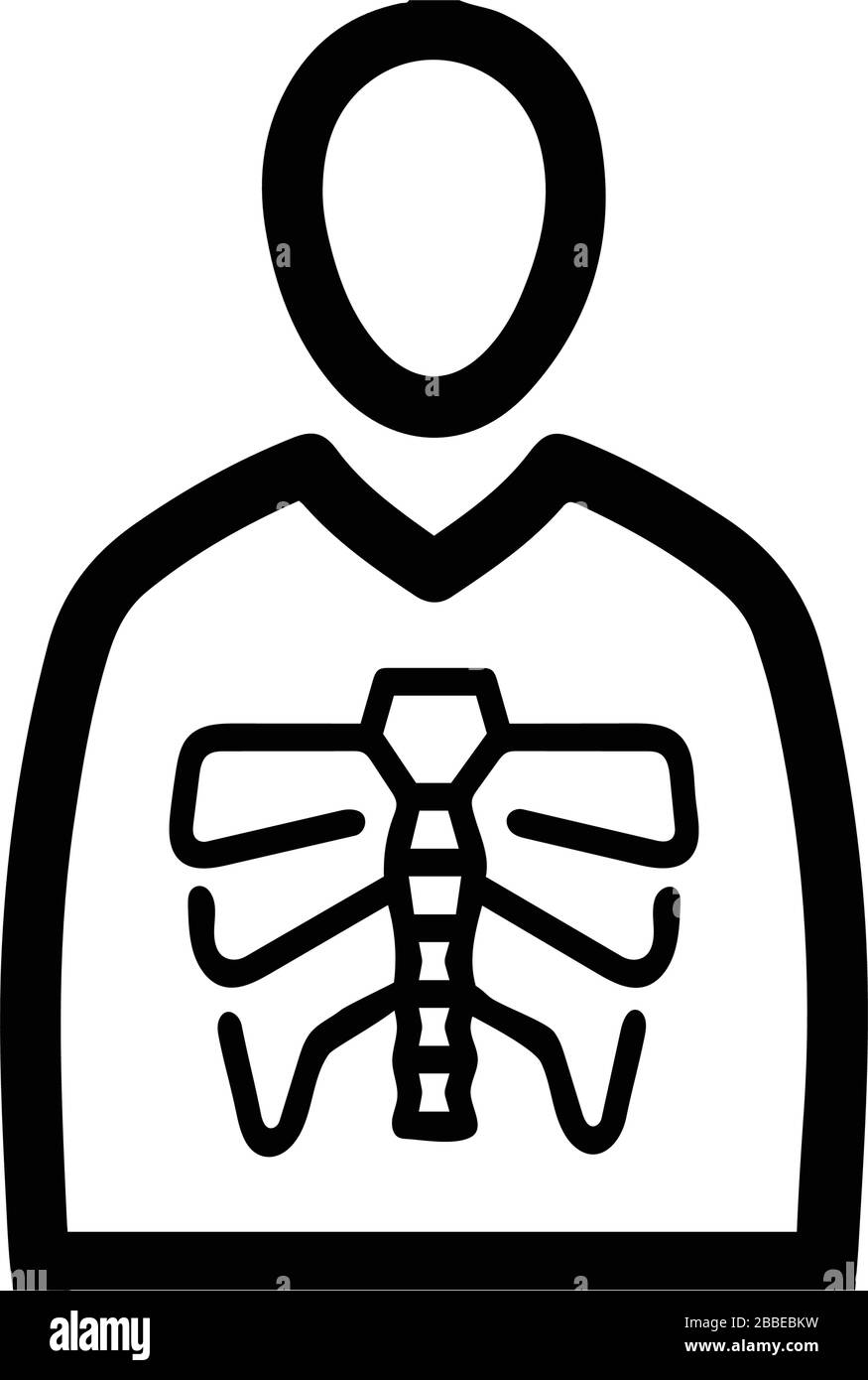 Gut organisiertes und vollständig bearbeitbares Röntgensymbol, Skelett, Patient, Radiologie, Röntgenvektor-Symbol für Vektormaterial und viele andere Zwecke. Stock Vektor