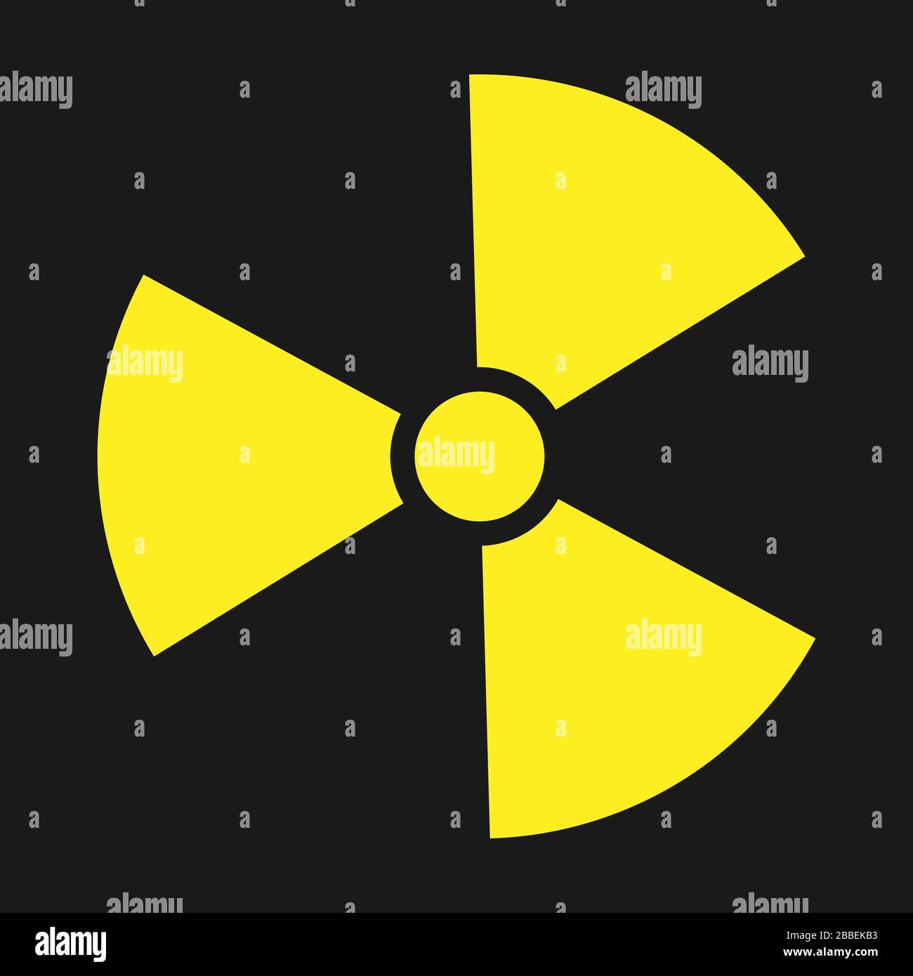 Symbol für Radioaktivität. Radioaktives Material, Gefahr oder Risiko. Einfaches flaches Design, isoliert auf weißem Hintergrund. Abbildung des Lagerbestands Stock Vektor
