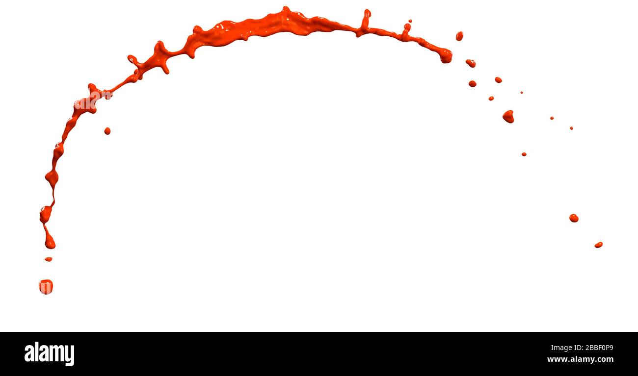 Grandioses rotes Farbenspritzen isoliert auf weißem Hintergrund Stockfoto
