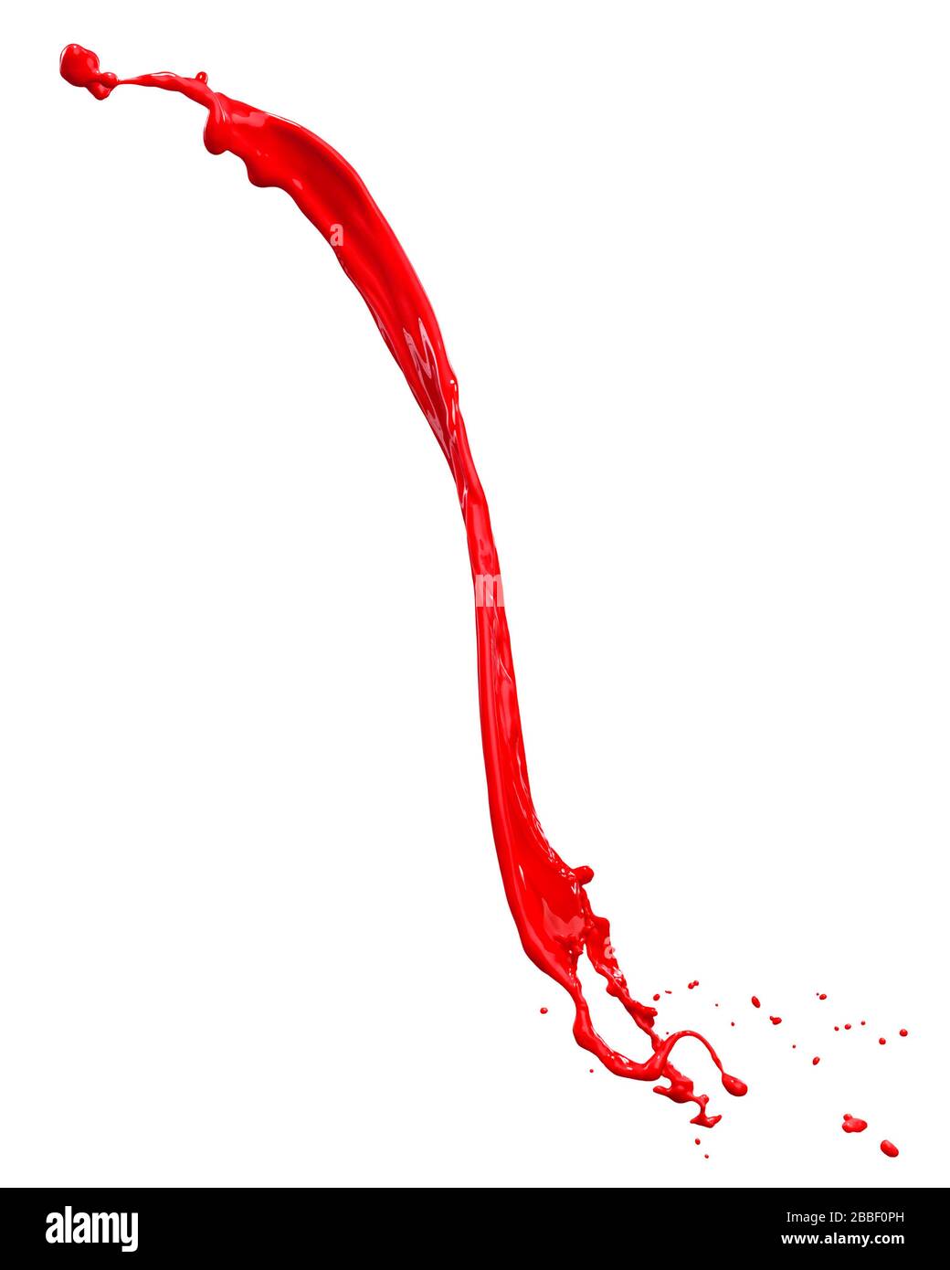 Grandioses rotes Farbenspritzen isoliert auf weißem Hintergrund Stockfoto