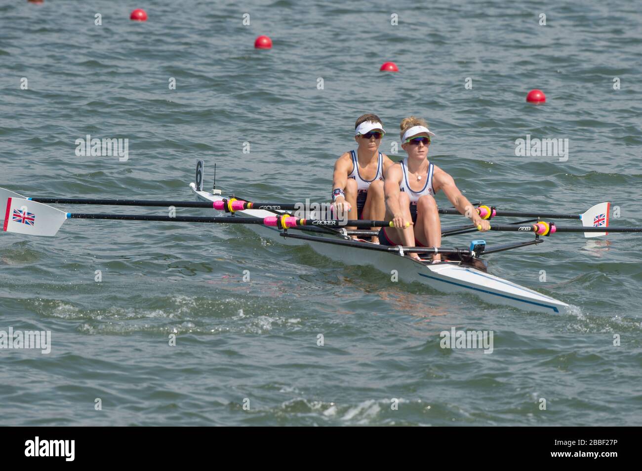 Rio de Janeiro. BRASILIEN. GBR LW2X. Schleife. Charlotte TAYLOR und Kat COPELAND, 2016 Olympic Rowing Regatta. Lagoa Stadium, Copacabana, "Olympische Sommerspiele" Rodrigo de Freitas Lagune, Lagoa. Lokale Zeit 11:20:04 Dienstag 09.08.2016 [Pflichtgutschrift; Peter SPURRIER/Intersport Images] Stockfoto