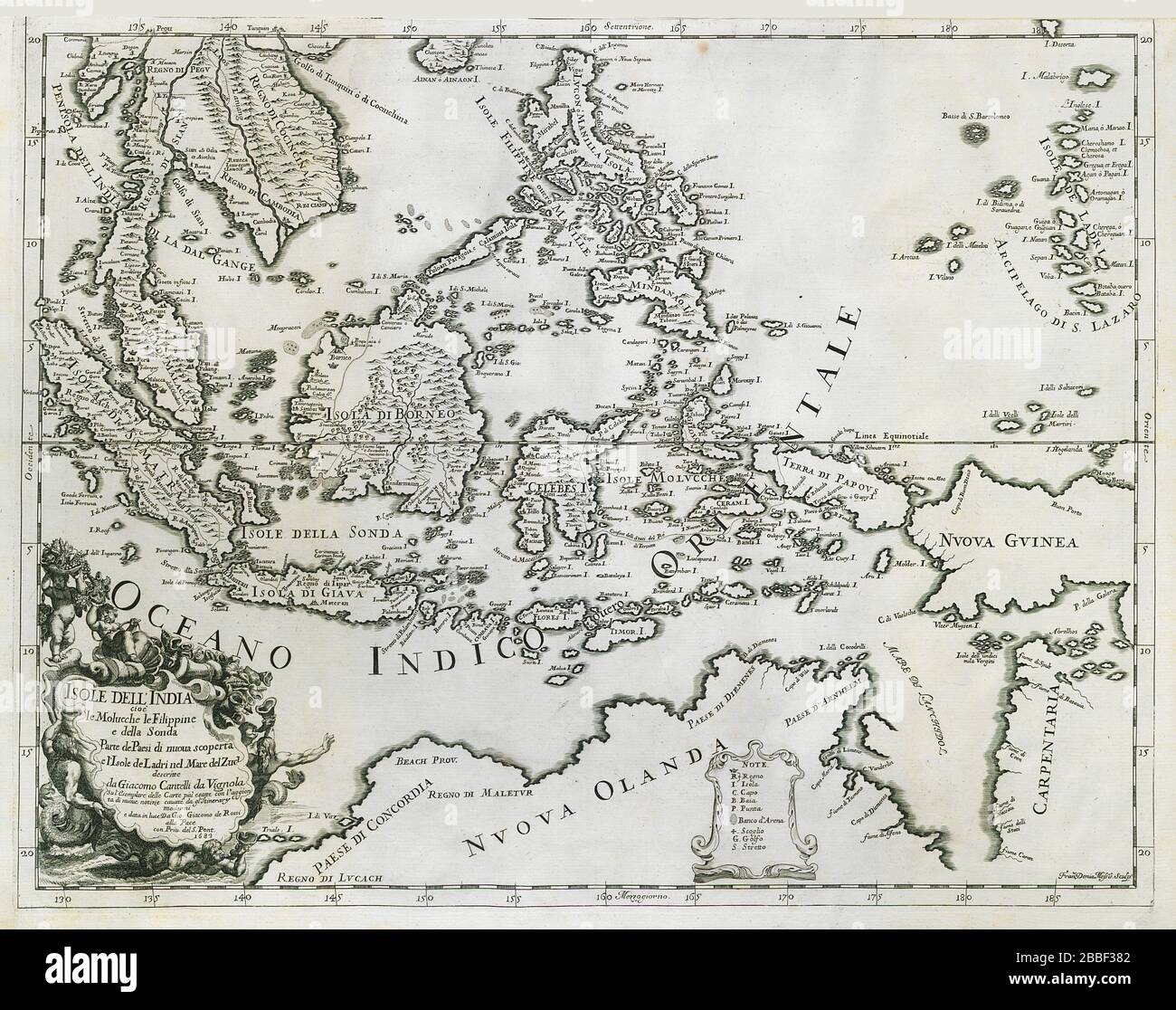 Isole dell'India Cioe le Molicche le Filippine. E Indies ROSSI/CANTELLI 1683 Karte Stockfoto