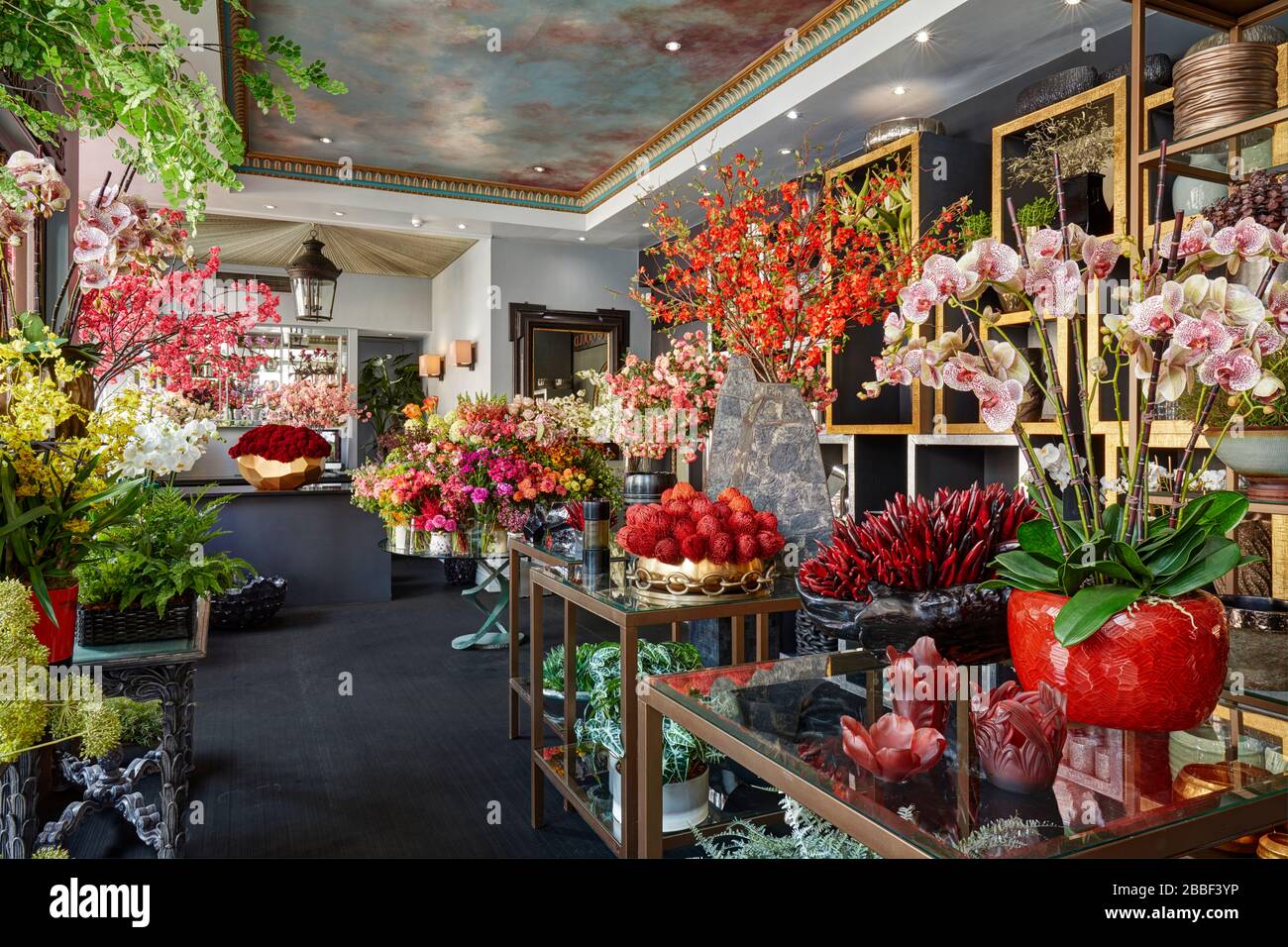 Blumen Shop Blumenfarbe blüht ziemlich reichlich Stockfoto