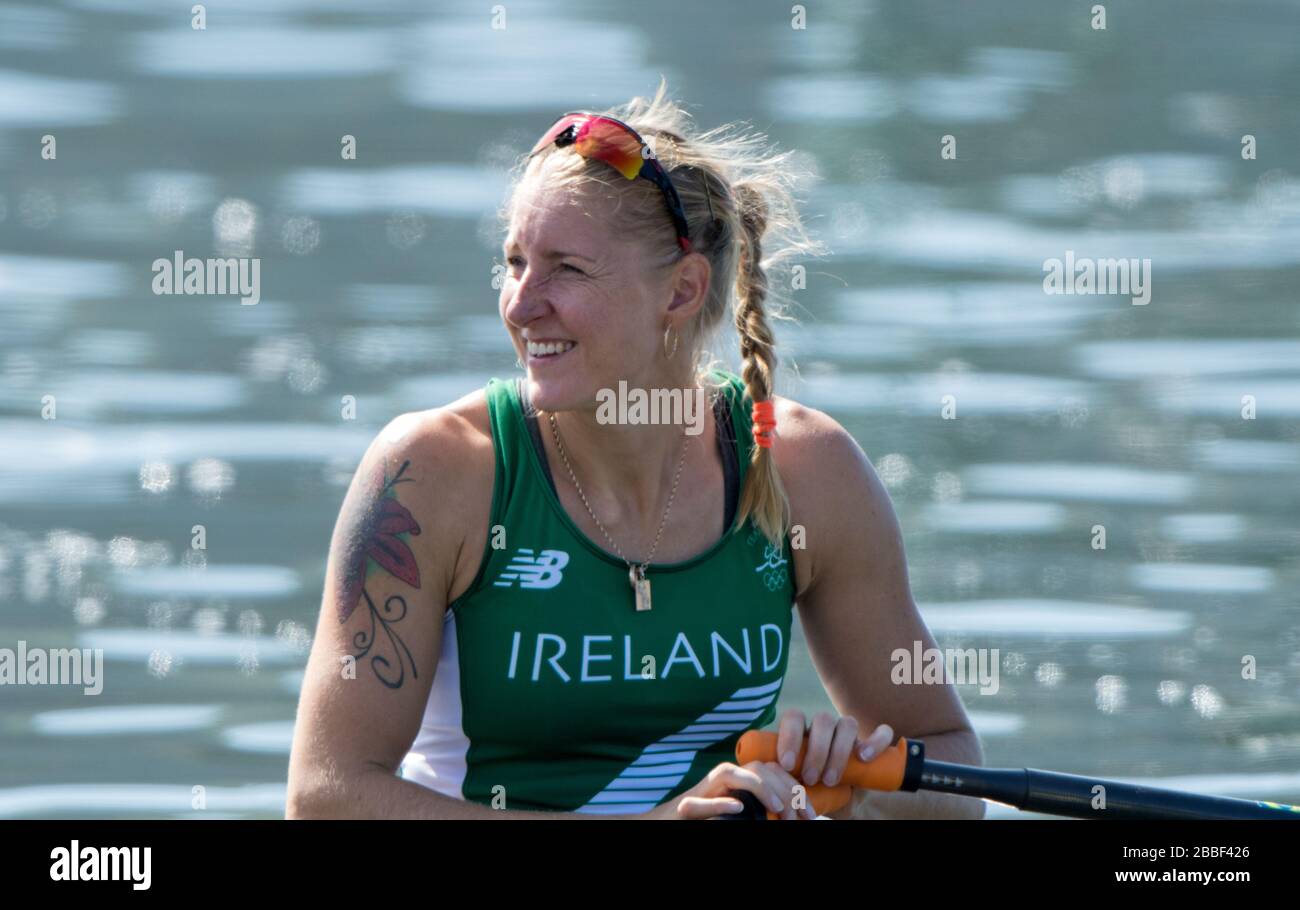 Rio de Janeiro. BRASILIEN IRL W1X. Sanita PUSPURE, 2016 Olympic Rowing Regatta. Lagoa Stadium, Copacabana, "Olympische Sommerspiele" Rodrigo de Freitas Lagune, Lagoa. Lokale Zeit 10:21:22 Samstag, 13.08.2016 [obligatorische Gutschrift; Peter SPURRIER/Intersport Bilder] Stockfoto