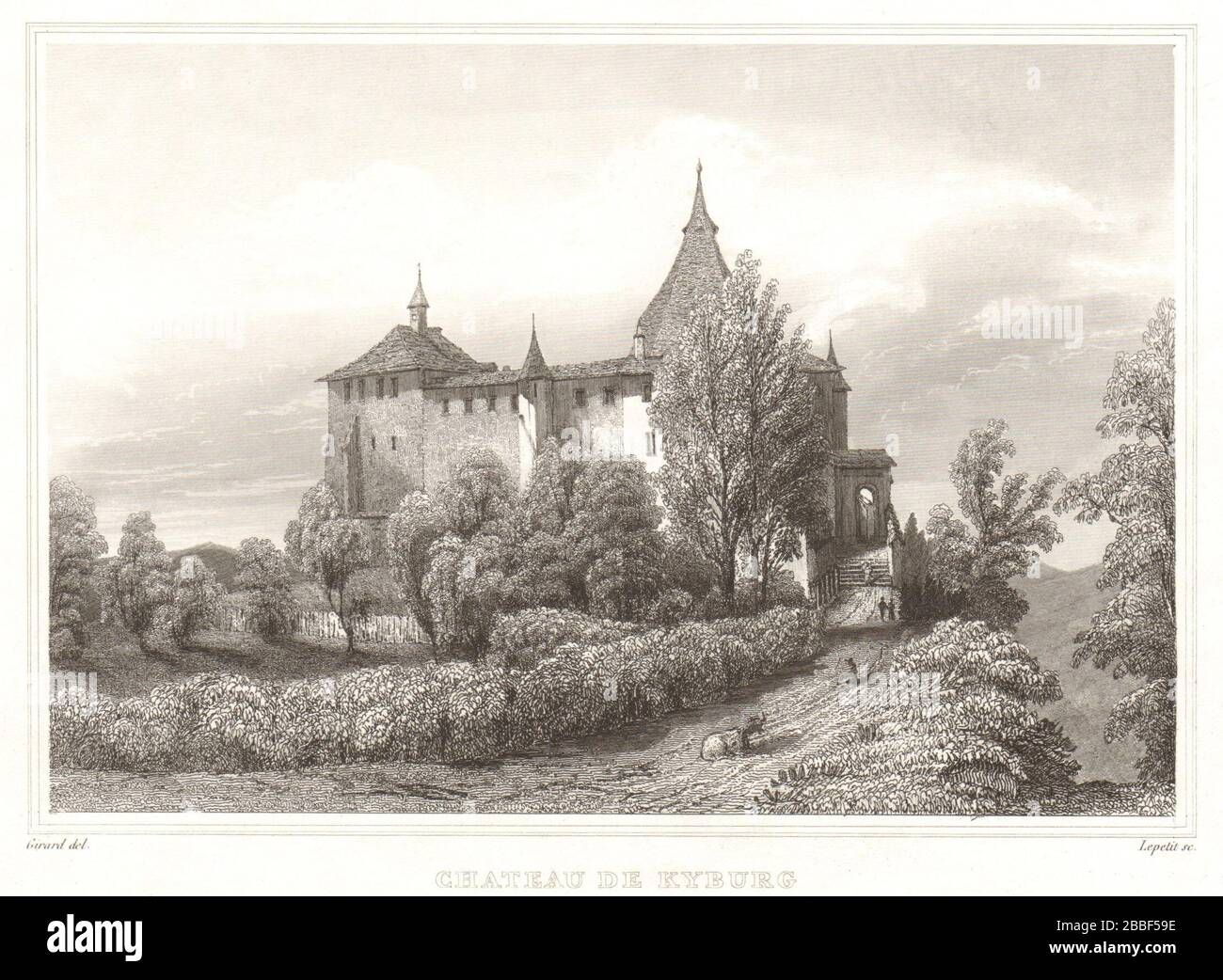 Chateau de Kyburg, Kanton Zürich. Zürich Zürigo Turitg. Schweiz Suisse 1837 Stockfoto