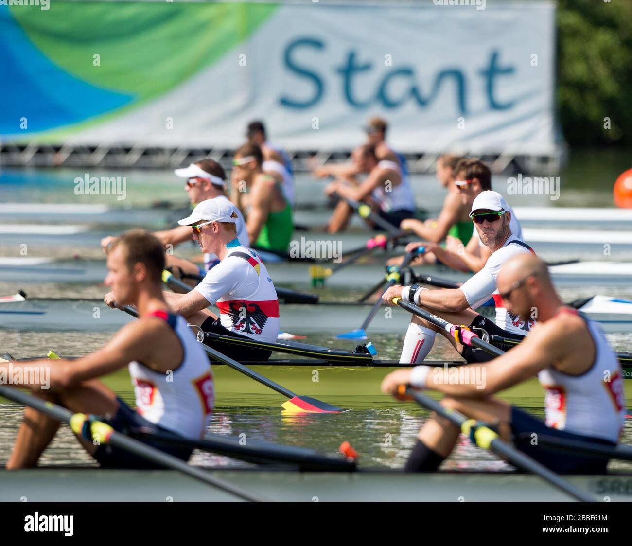 Rio de Janeiro. BRASILIEN. GER M2X. Schleife. Marcel HACKER und Stephan KRUEGER, 2016 Olympic Rowing Regatta. Lagoa Stadium, Copacabana, "Olympische Sommerspiele" Rodrigo de Freitas Lagune, Lagoa. Lokale Zeit 10:41:26 Dienstag 09.08.2016 [Pflichtgutschrift; Peter SPURRIER/Intersport Images] Stockfoto