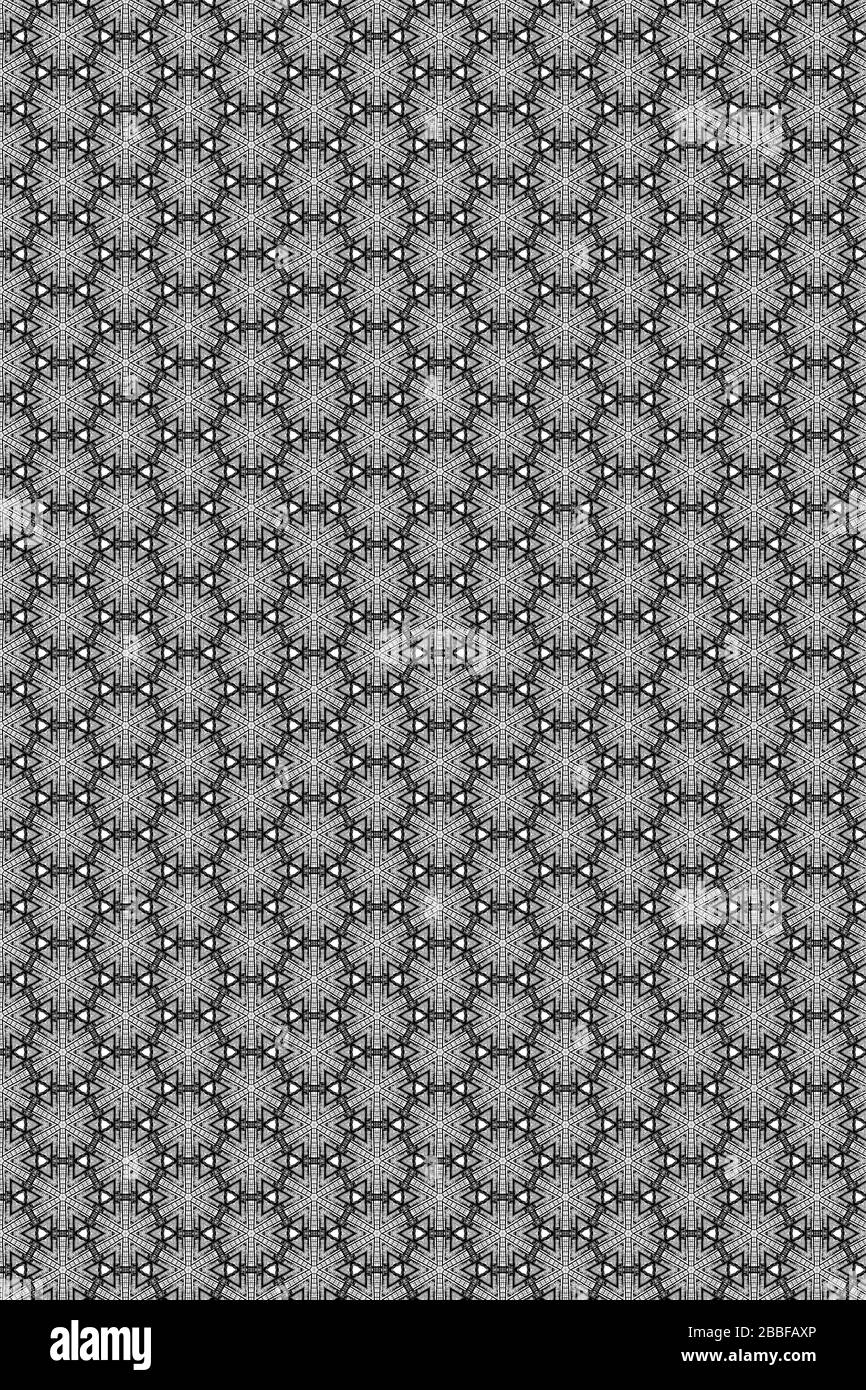 Ein schwarz-weißes, geometrisches Muster für Tapeten, Bodenfliesen und Hintergrundtextur Stockfoto