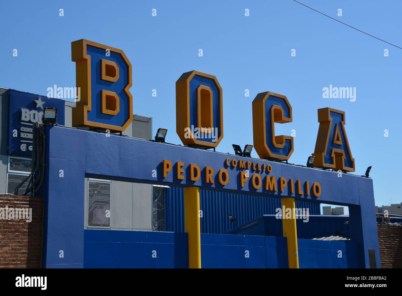 Buenos Aires, Argentina-Februar 2019: Nahaufnahme des Stadions der Fußballmannschaft Boca Juniors. Stockfoto